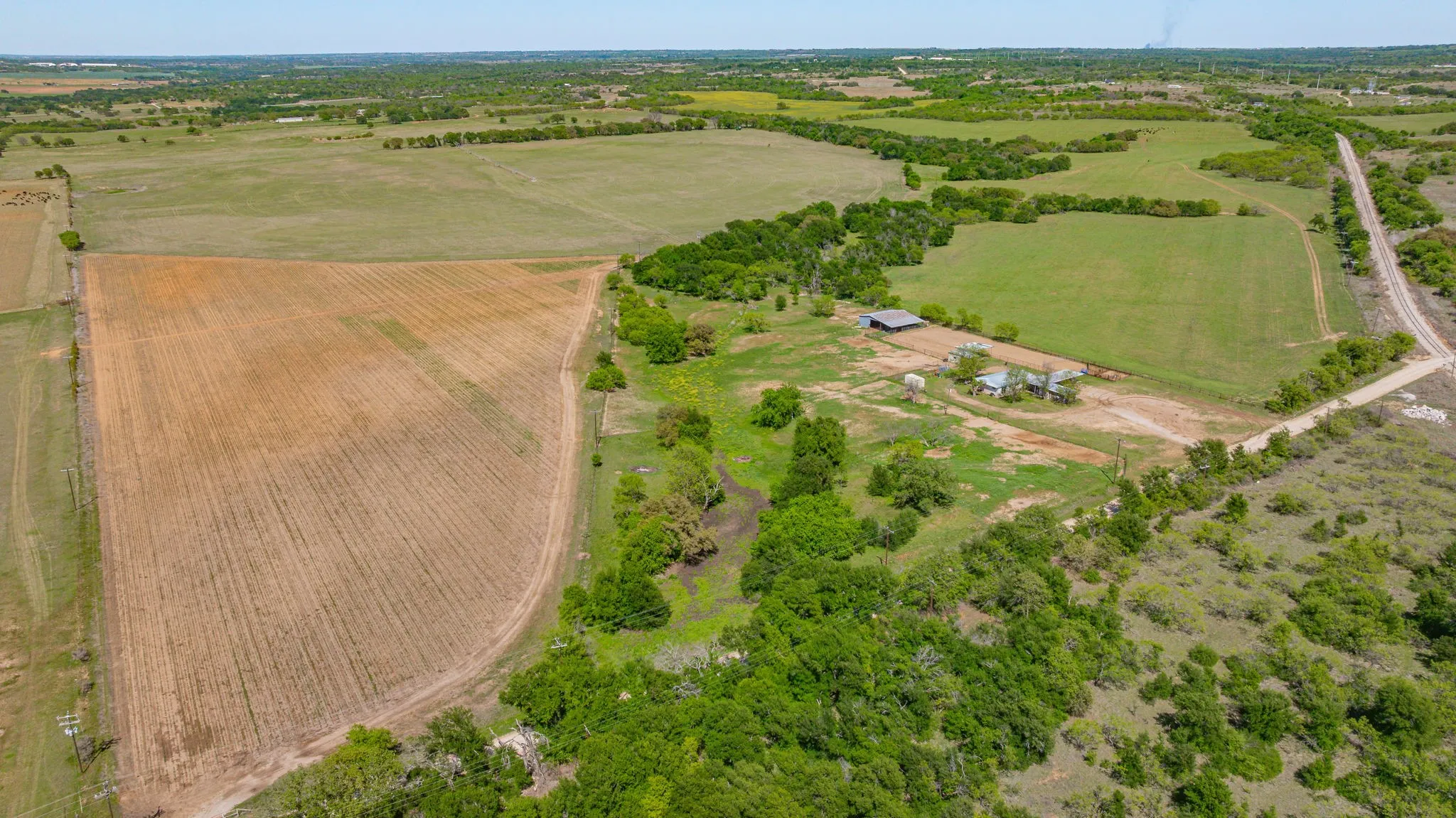 Aerial view of sparsely populated area