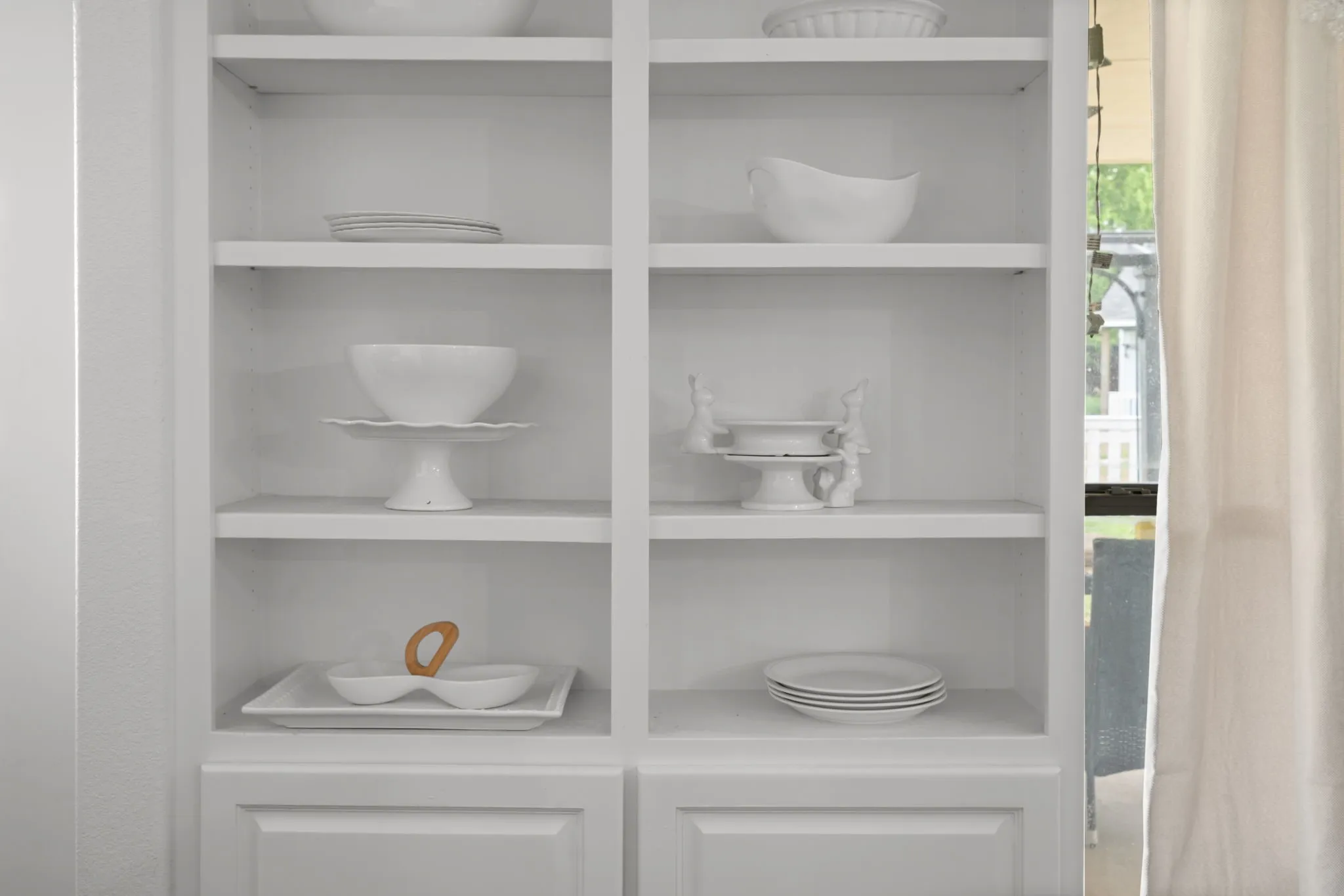 Kitchen view of built in features