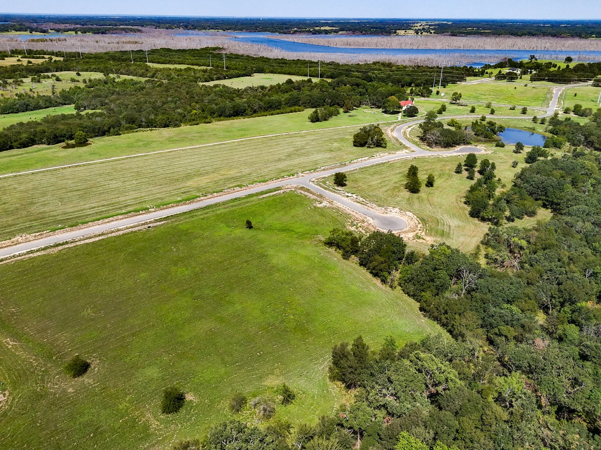 Drone / aerial view of a large body of water