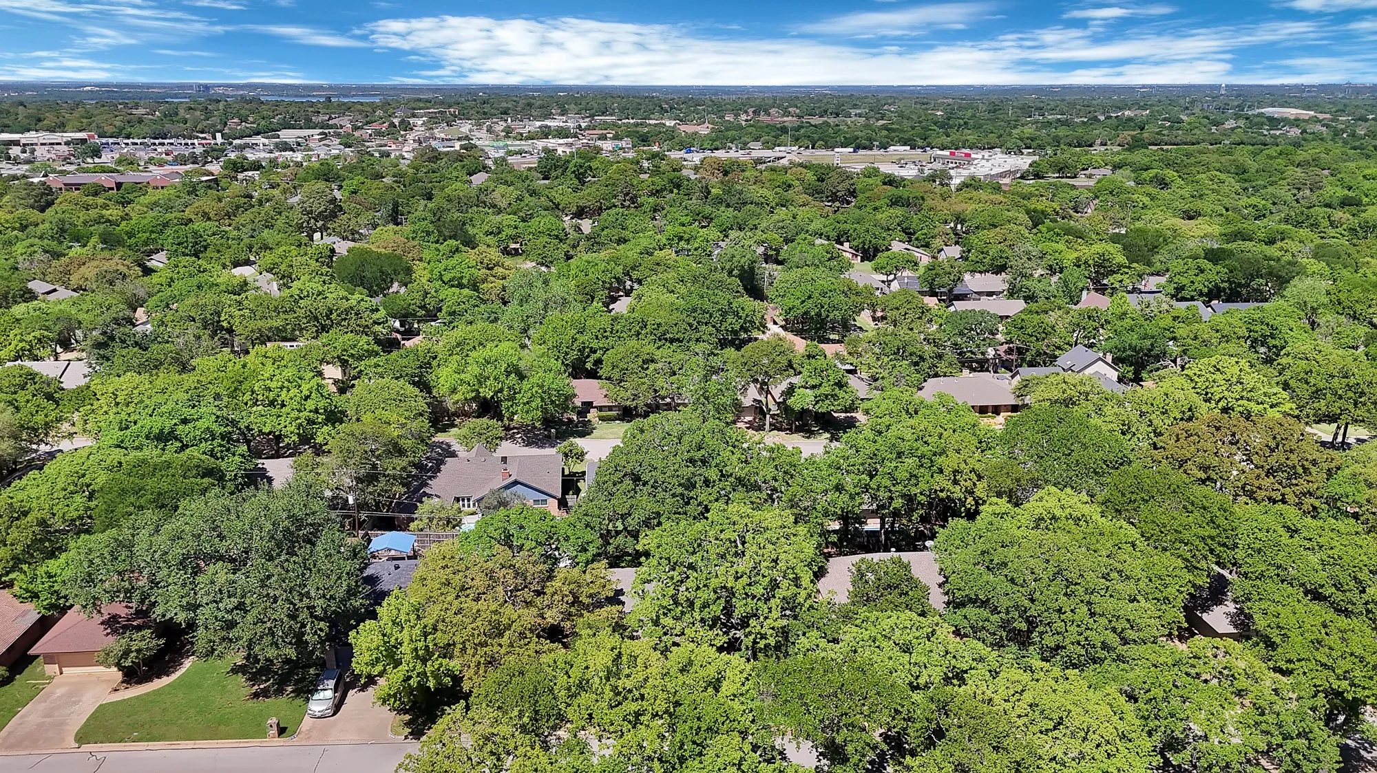 Bird's eye view of a heavily wooded area