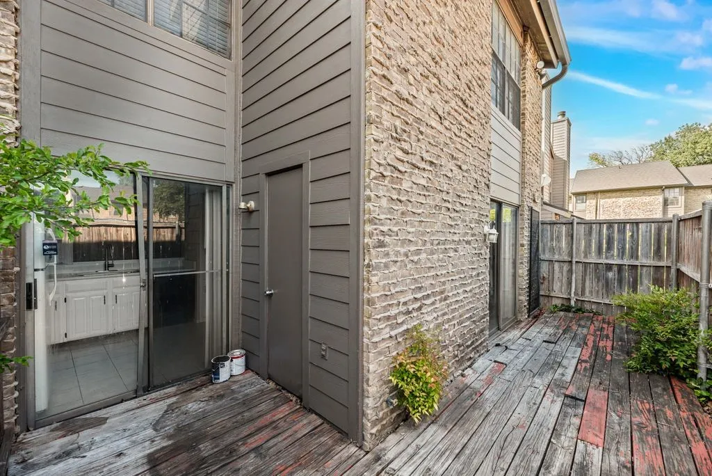Wooden deck with a sink