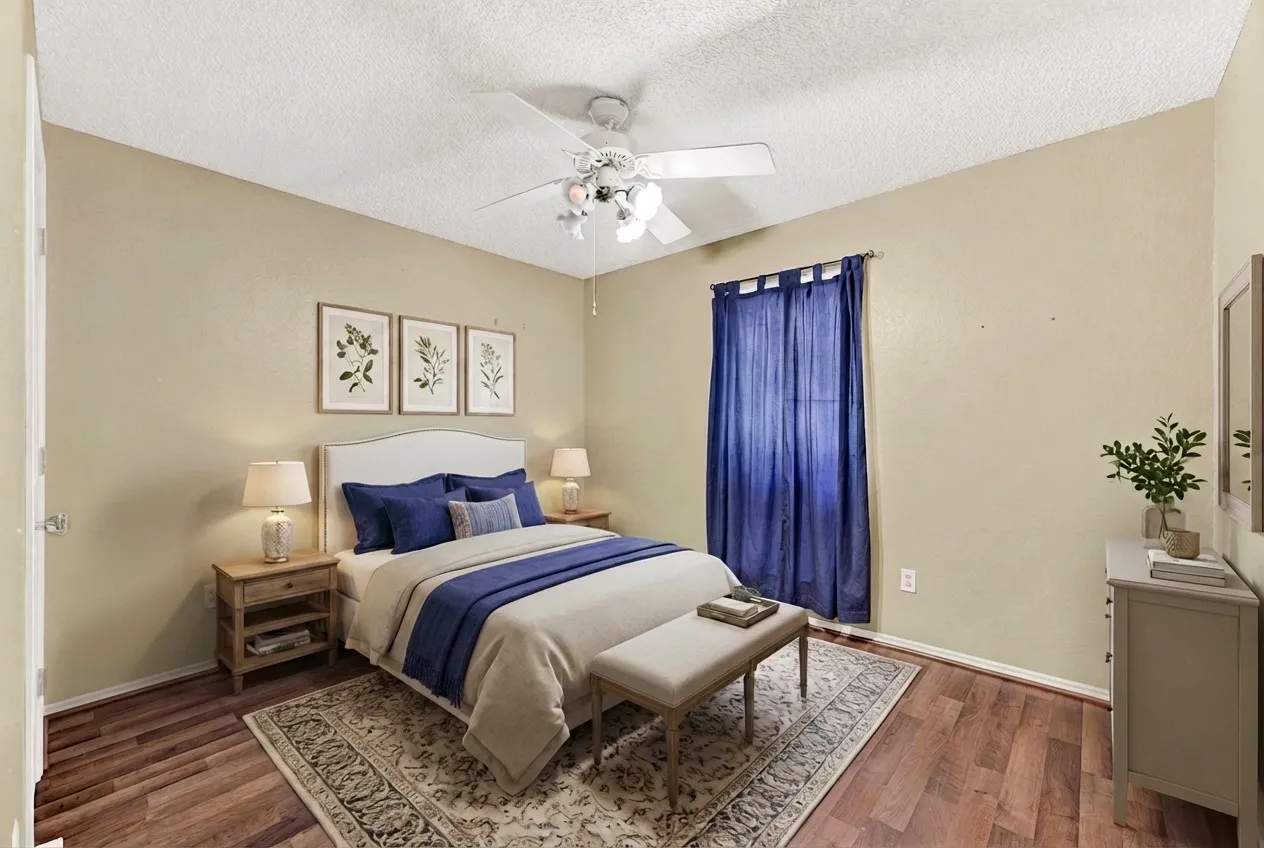 VIRTUALLY STAGED PHOTO   -   Bedroom #2 staged. Plenty of room in here.