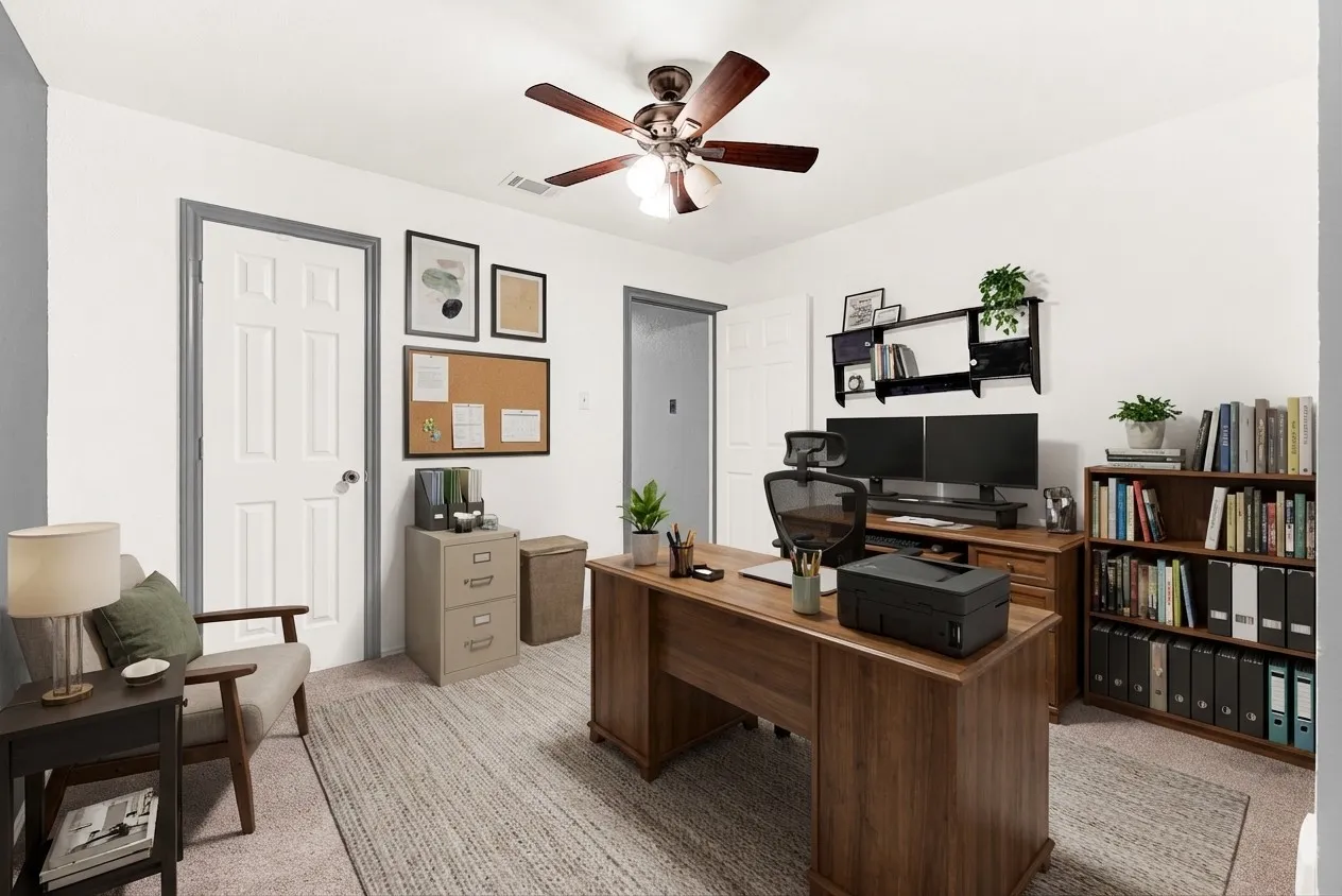VIRTUALLY STAGED PHOTO  -  Another view of Bedroom#3 as an office