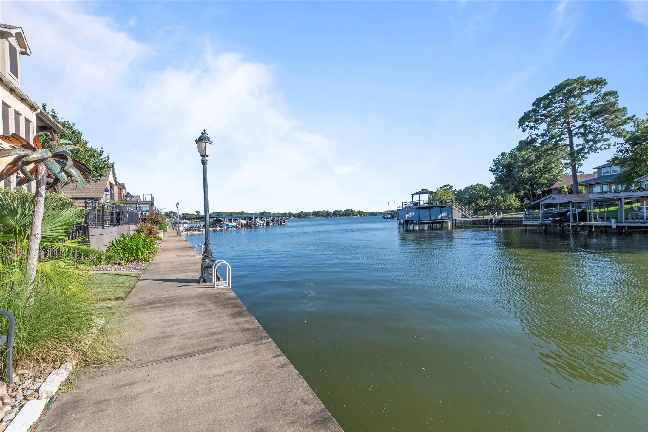 Community lighted waterfront concrete walkway