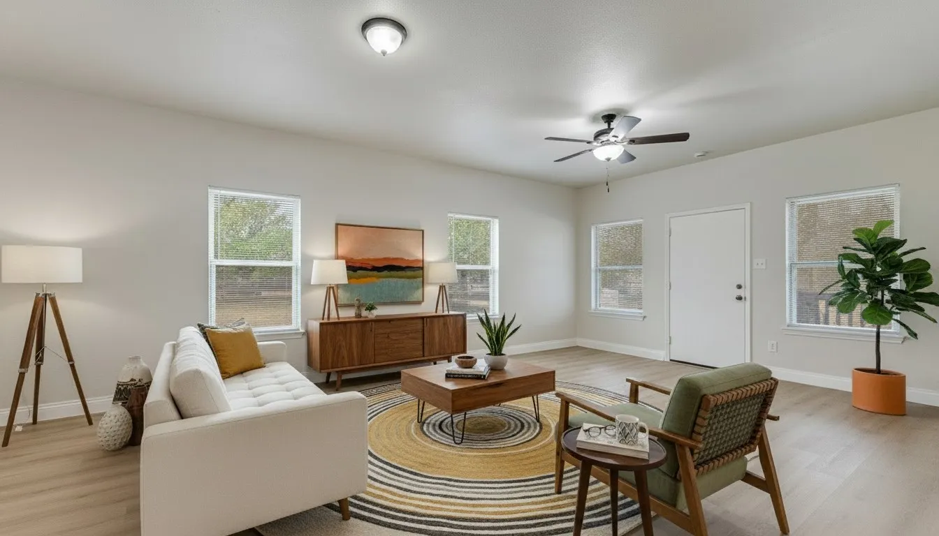 Virtually staged living room