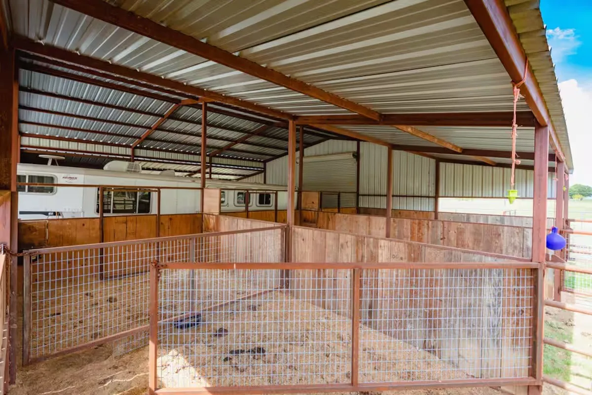 View of horse barn