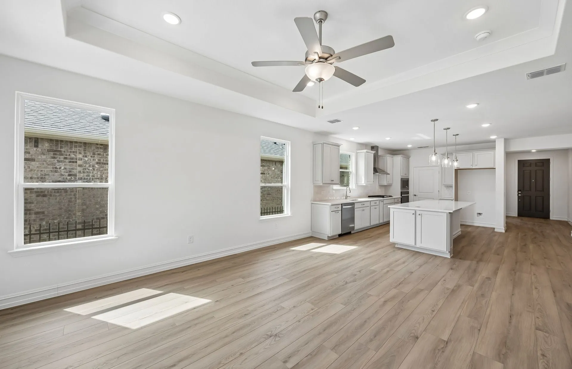 Tray ceiling in living room