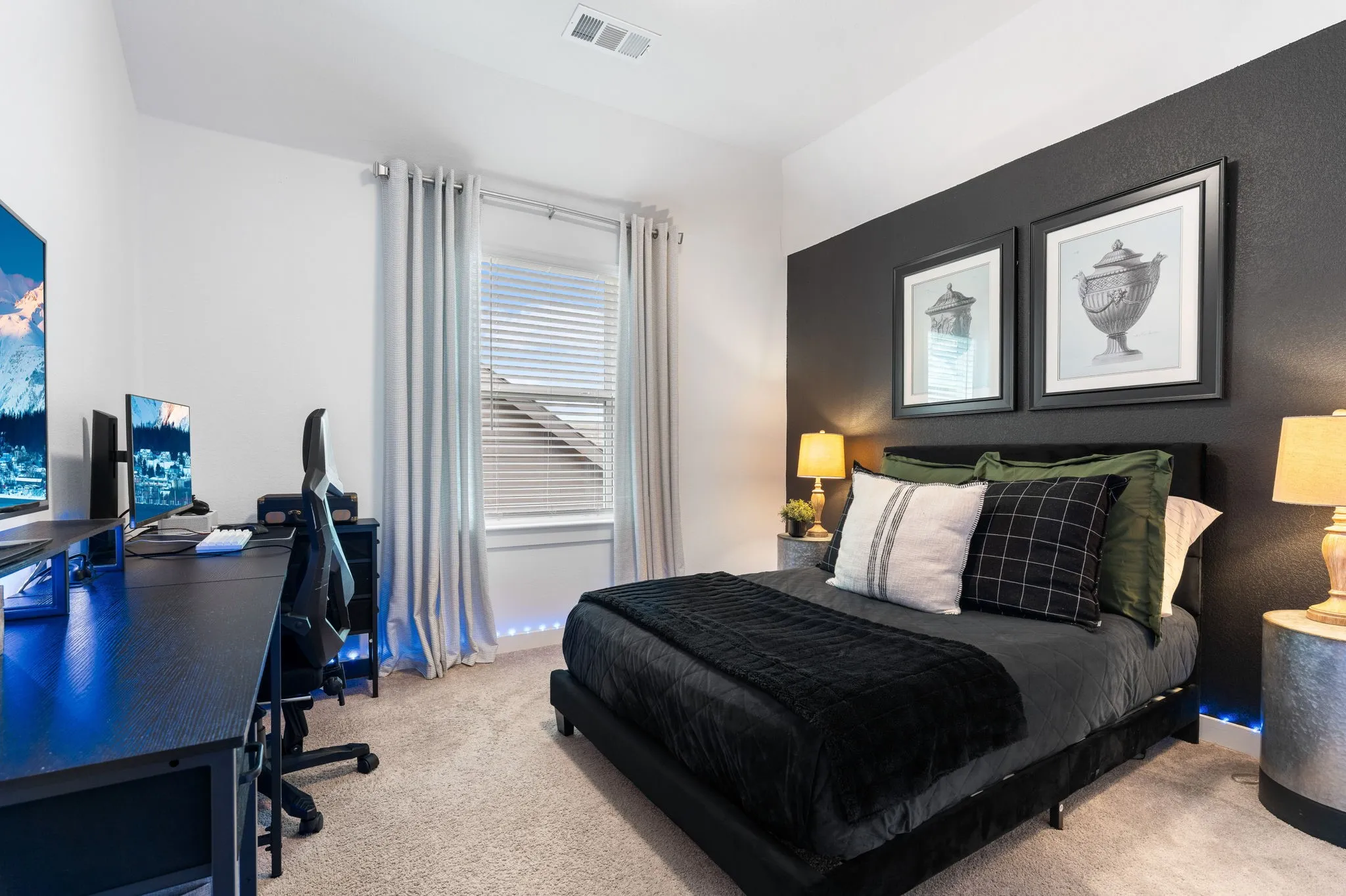 Spacious bedroom with walk in closet.