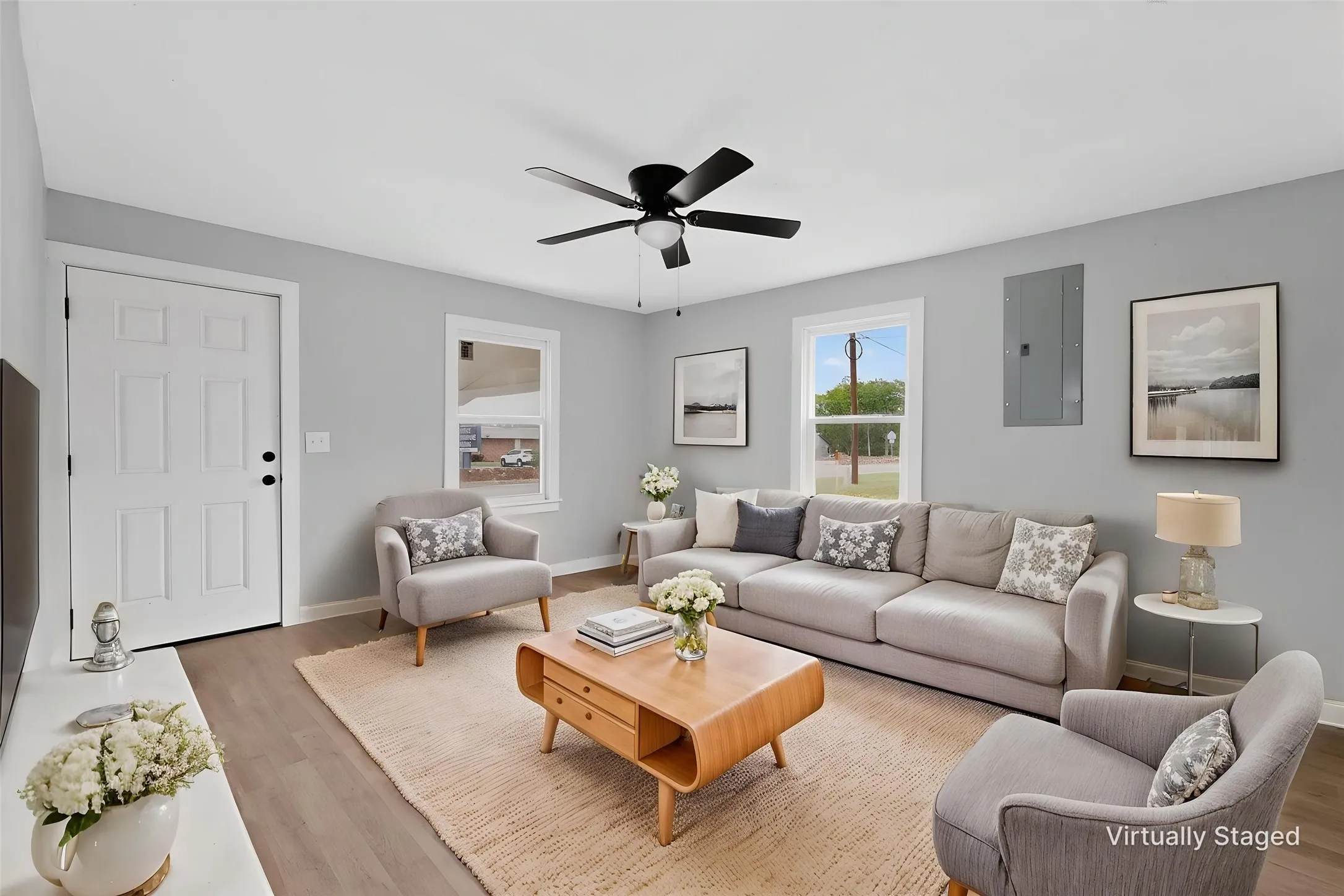 Virtually stage living room