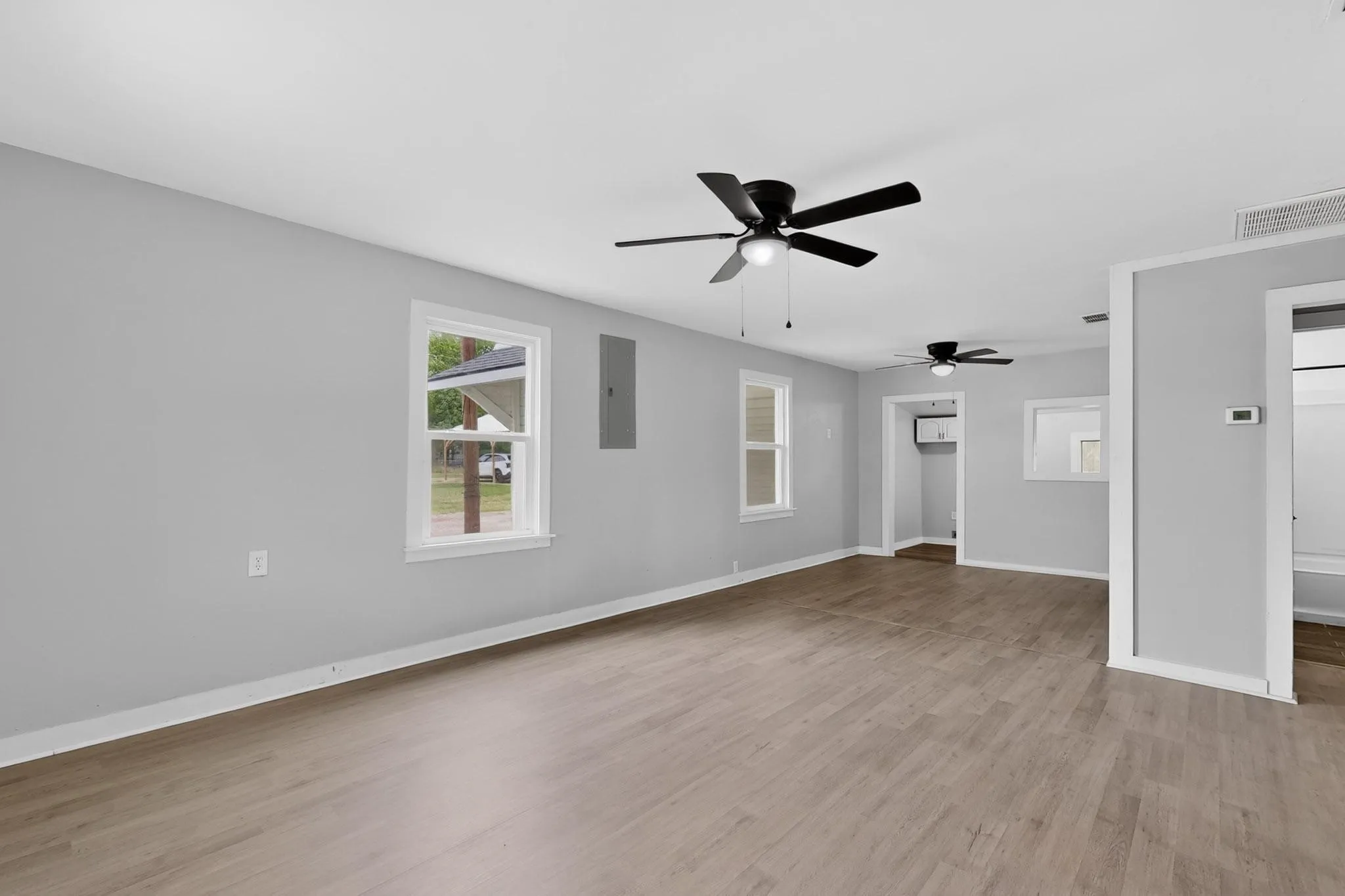 The living room opens to the dining room