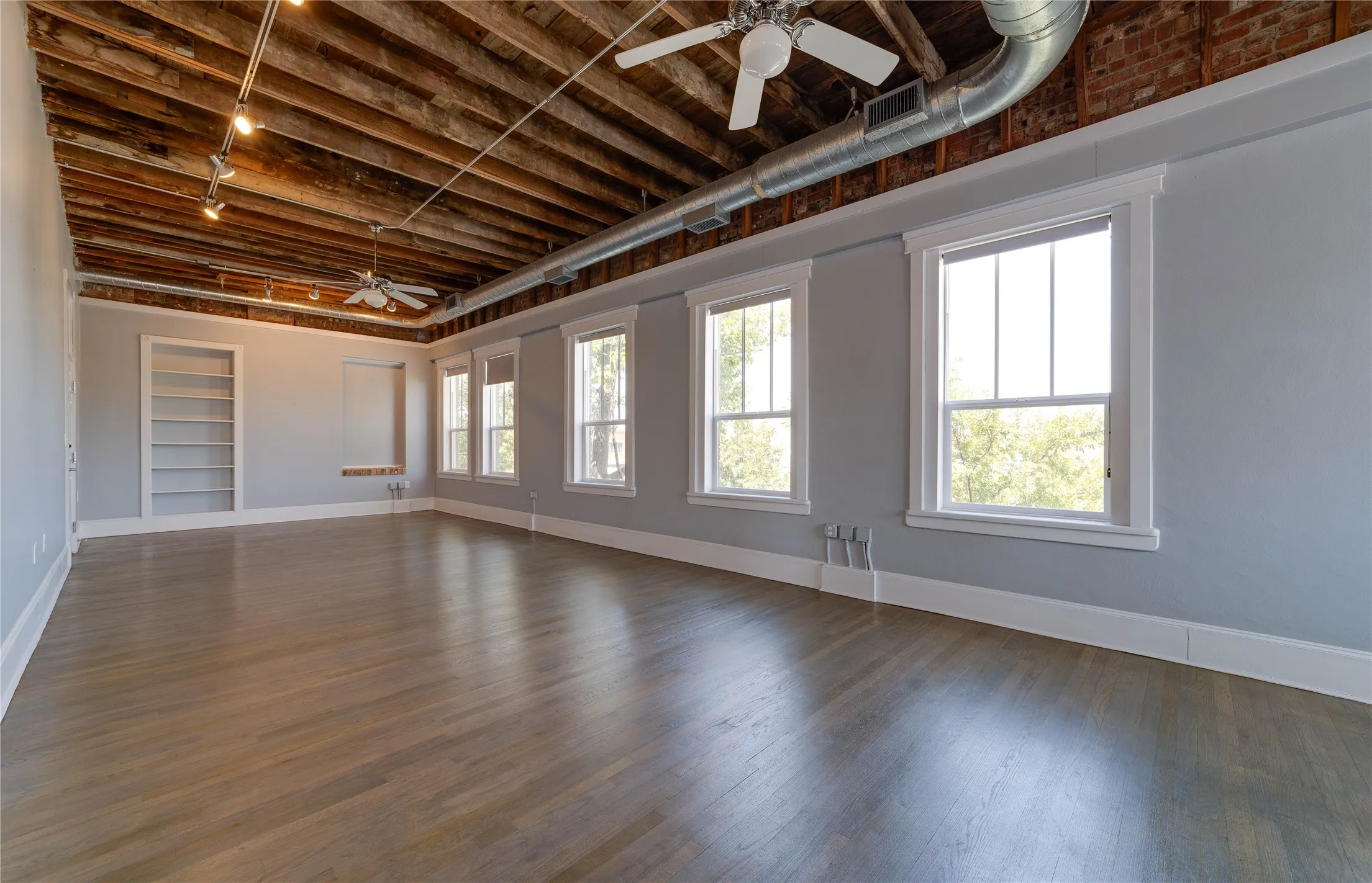 Exposed wood rafters