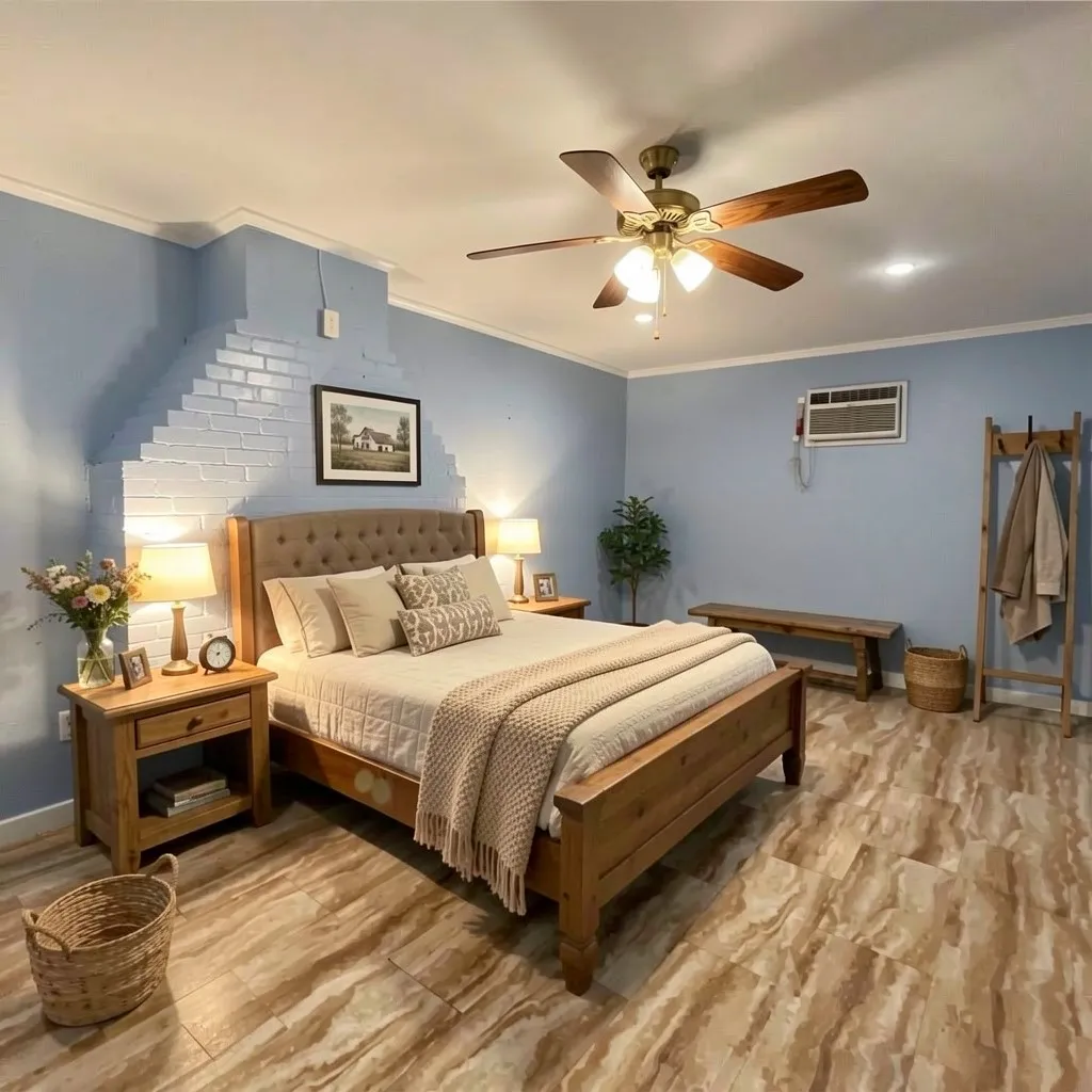 Virtually staged primary bedroom