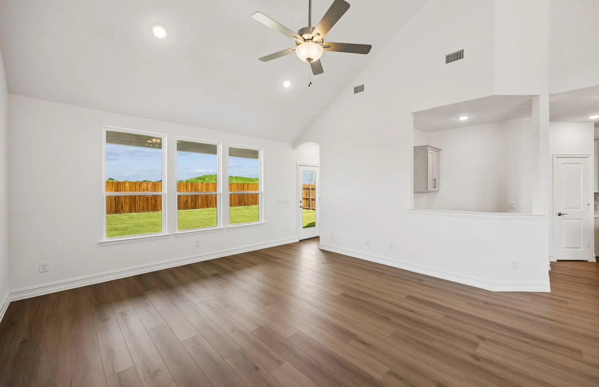 Gathering room with large windows