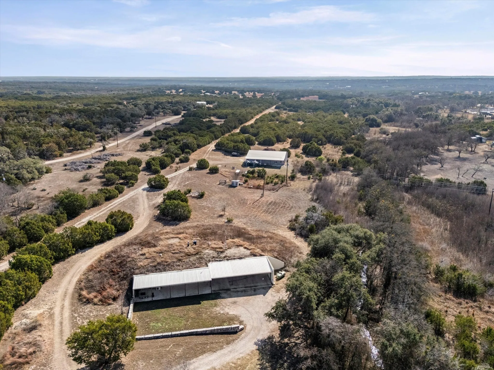 Aerial view of home and workshop