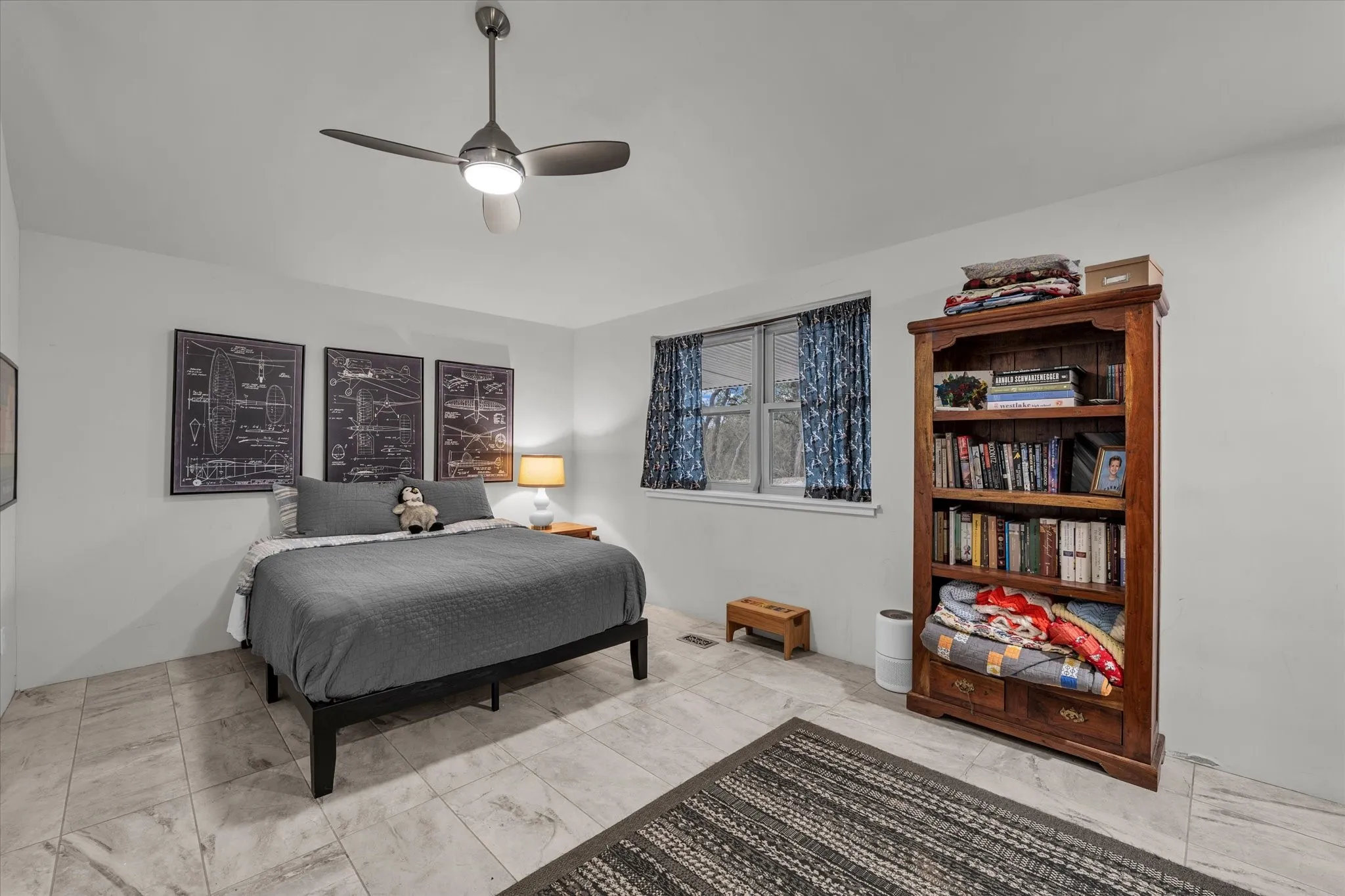 Bedroom with a ceiling fan