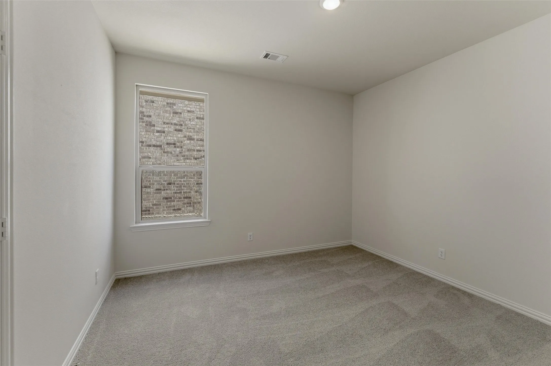Neutral-toned walls and plush gray carpeting create a versatile interior space