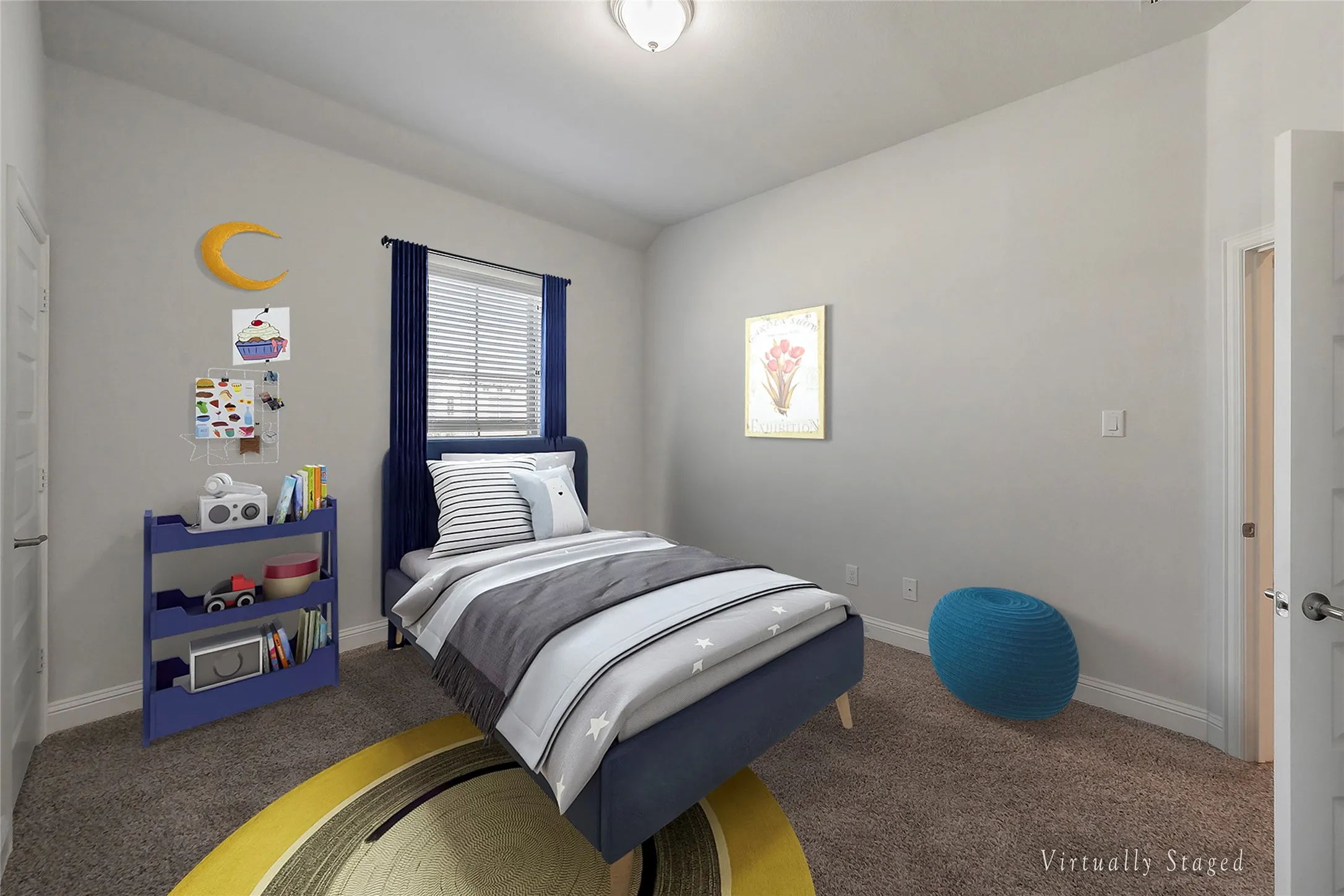 Virtually Staged -Carpeted bedroom featuring baseboards