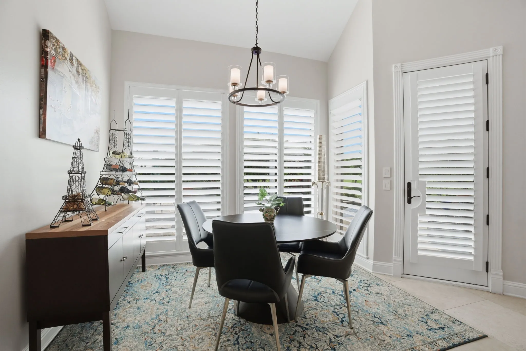 The breakfast nooks is a bright, inviting space for morning coffee or casual meals.