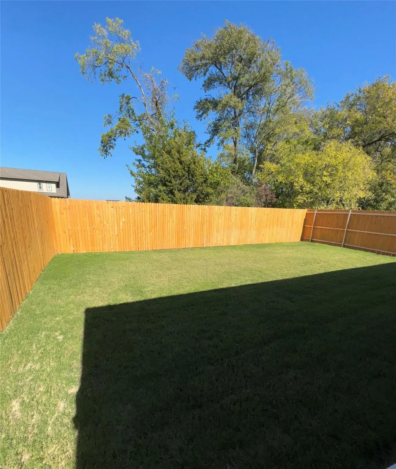 large backyard with privacy