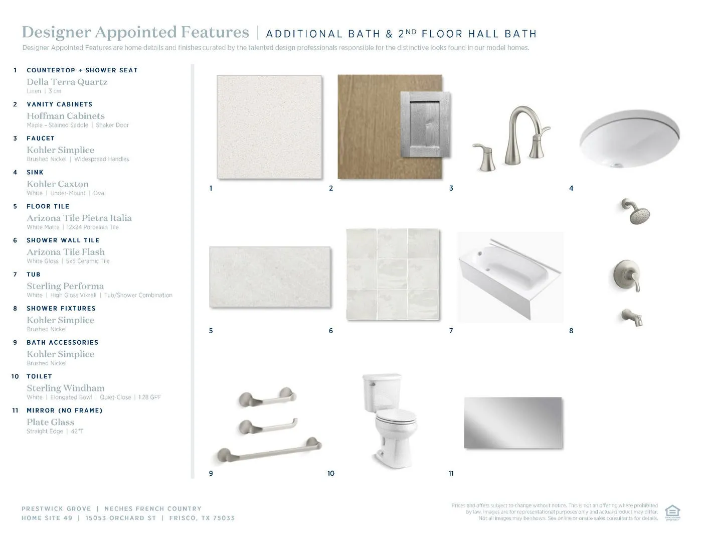 Neches French Country-Additional Bath & 2nd Floor Hall Bath Selections