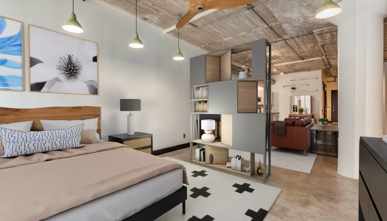 Virtually staged (setting 2) to show how the space could work