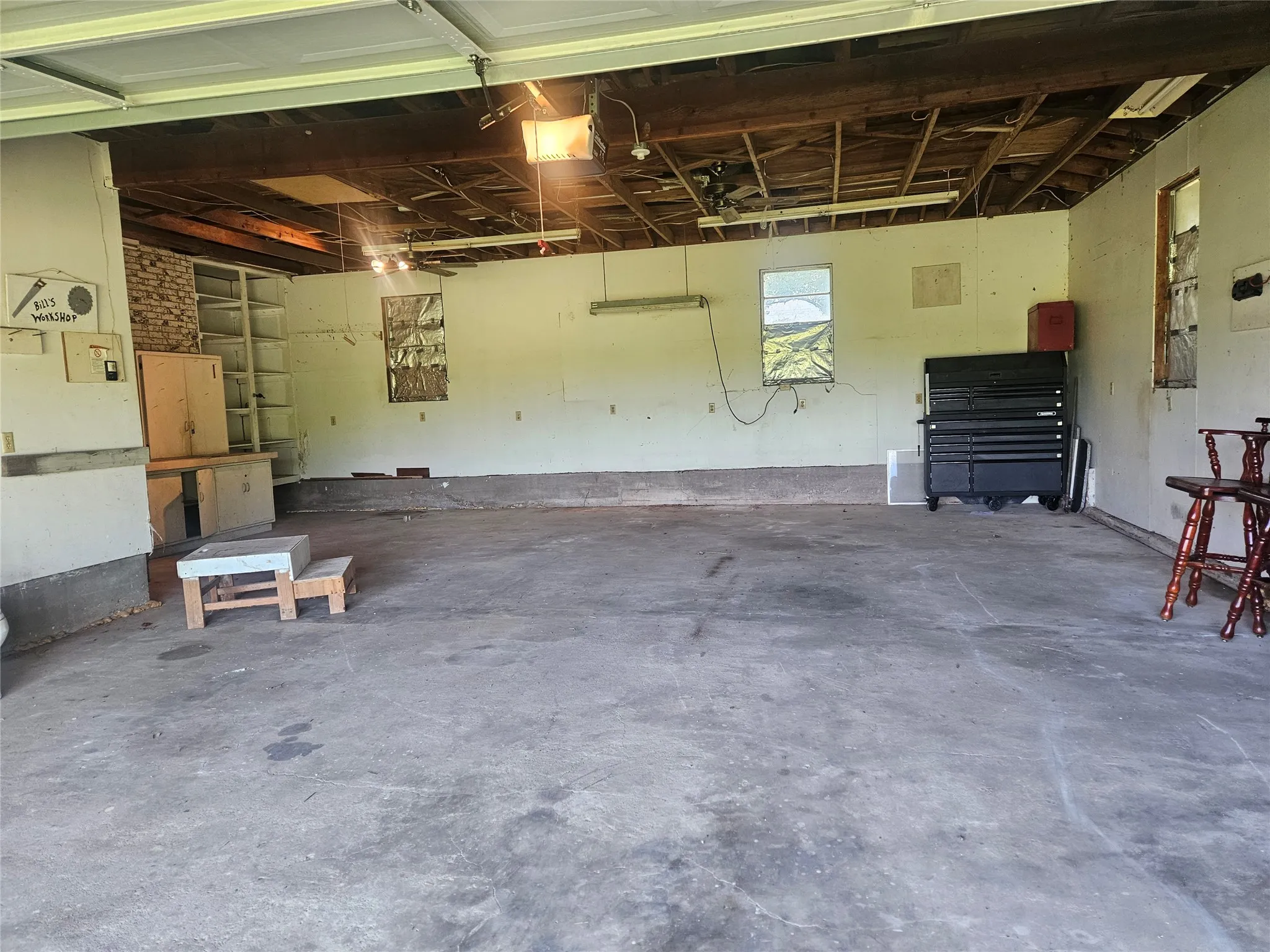 Oversized garage, part of it could be converted to another bedroom or more living area and could still park 2 vehicles inside!