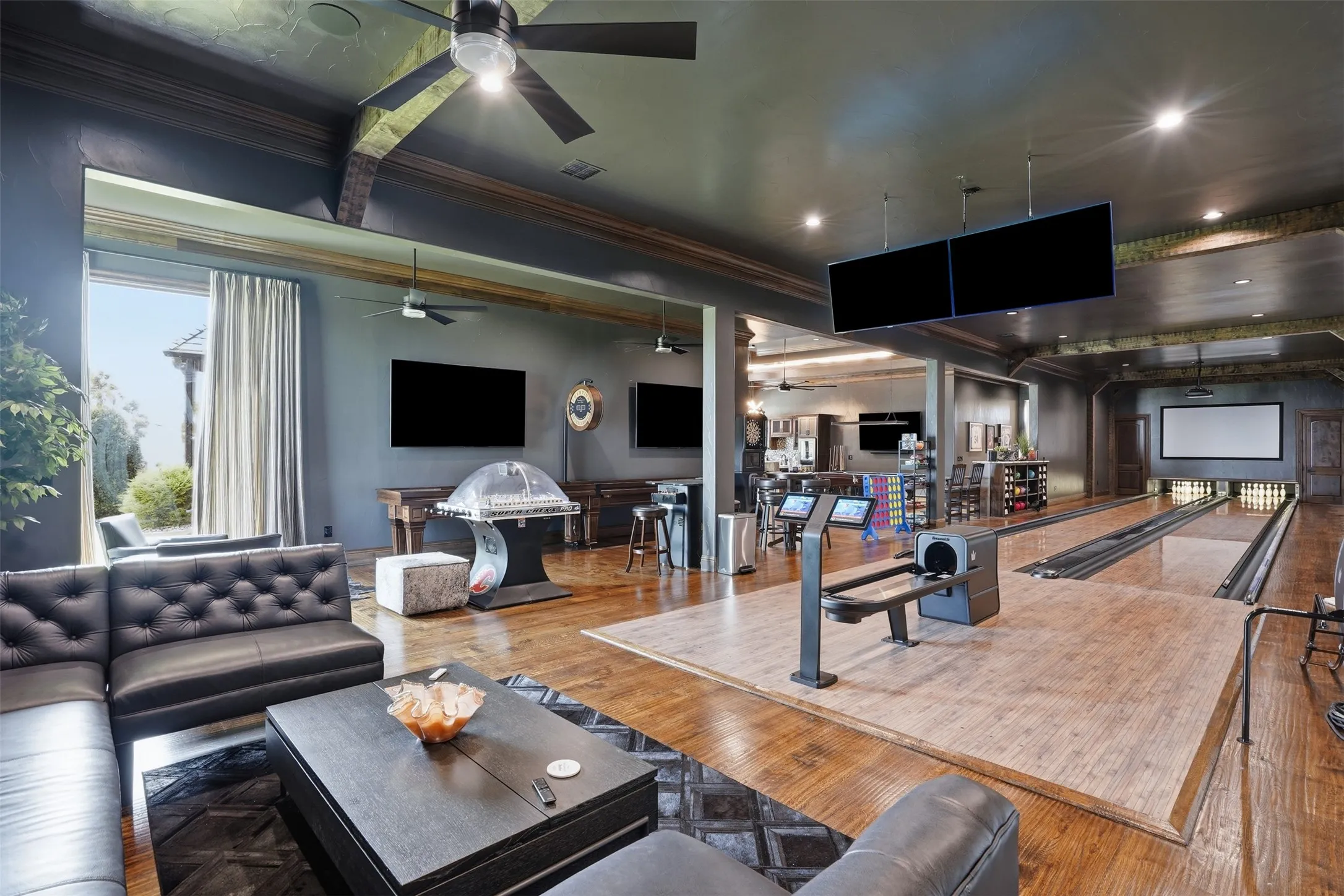 Broad view of Arcade, Game room, Bowling Alley