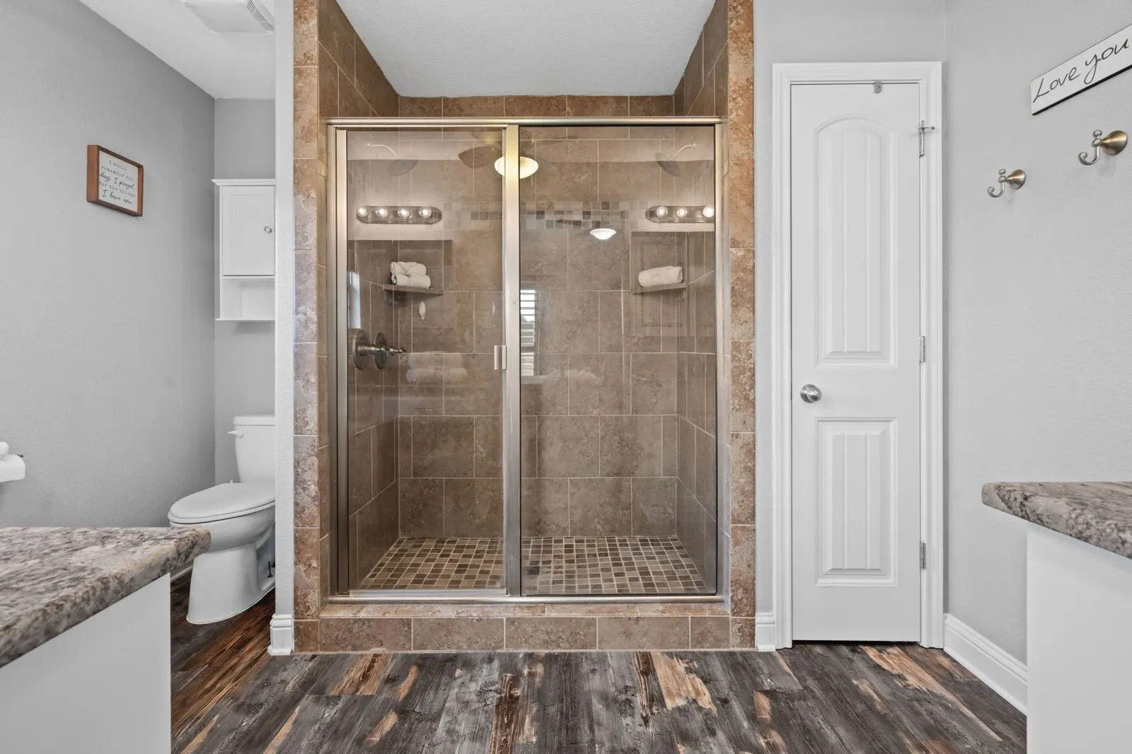Beautiful oversized tiled shower.
