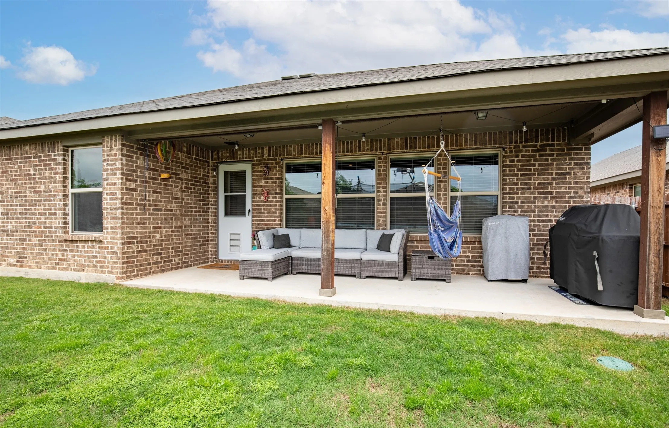 Large, covered patio