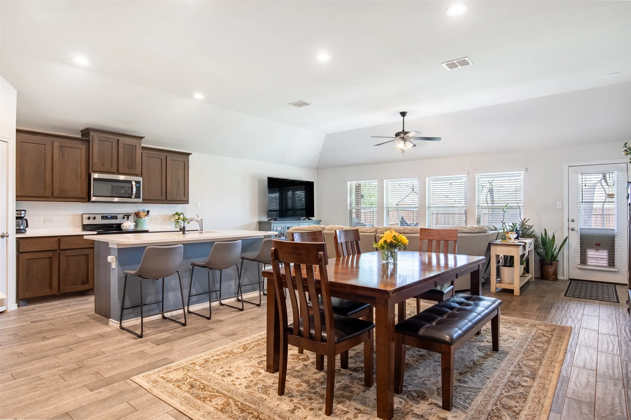 This dining area has room for a large table. Open to the kitchen and family room - tons of seating!