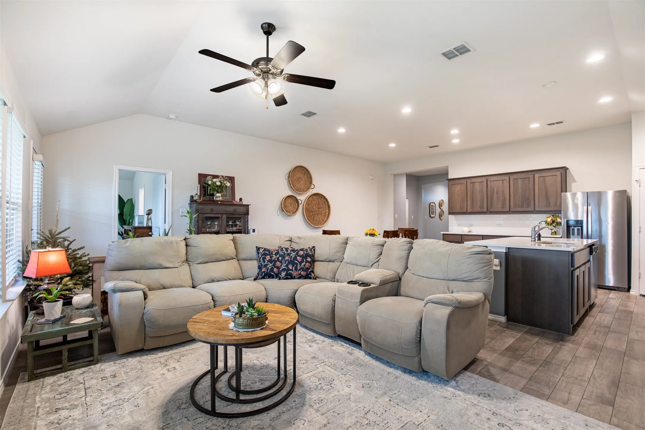 Family room is open to the kitchen.