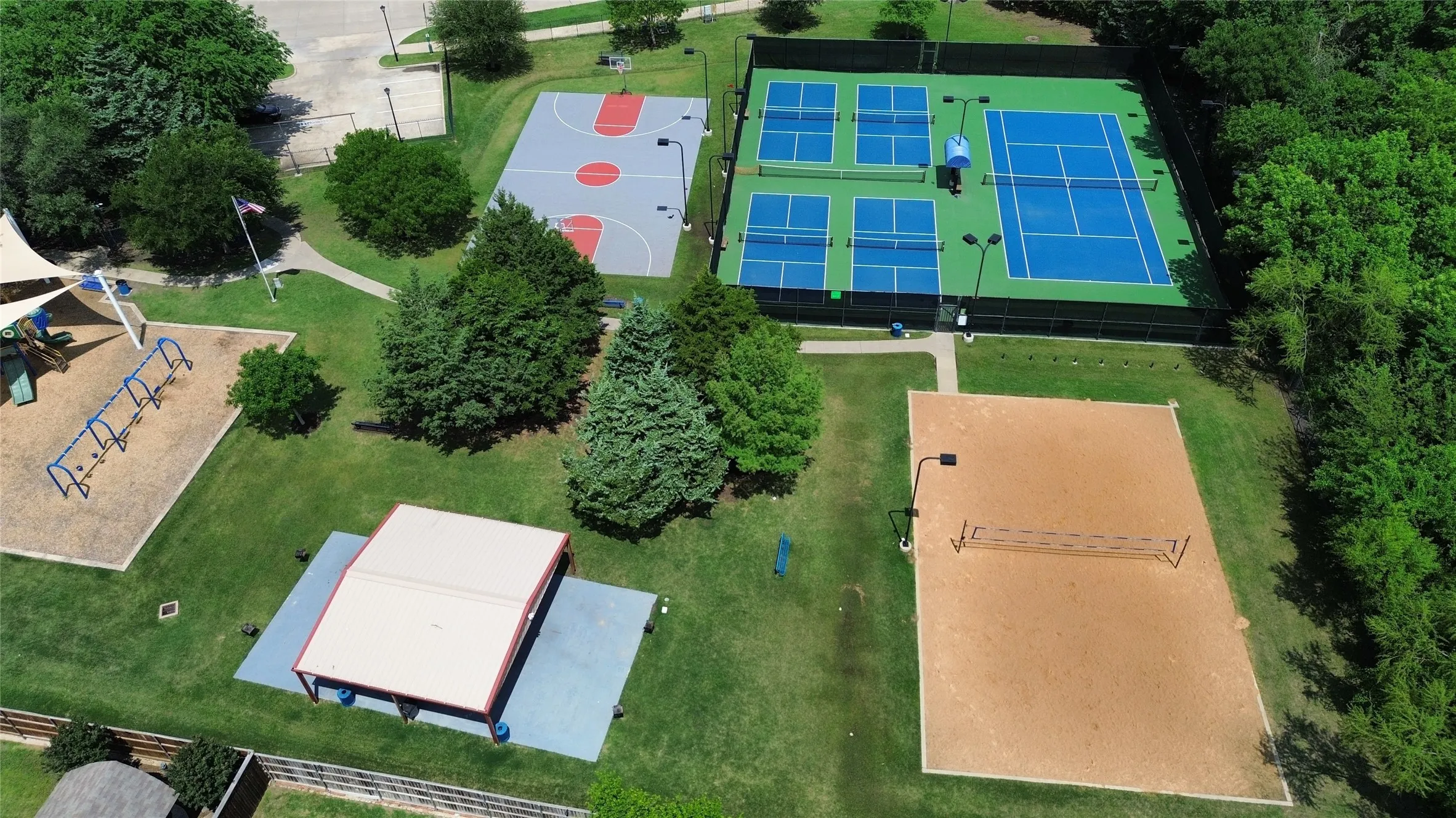 Basketball, tennis, pickleball and sand volleyball courts