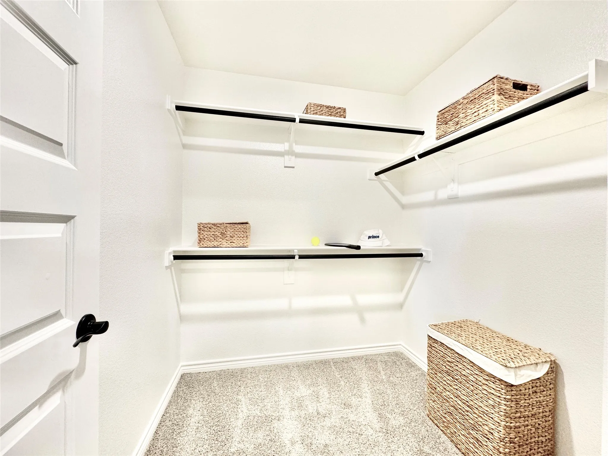Spacious closet with carpet