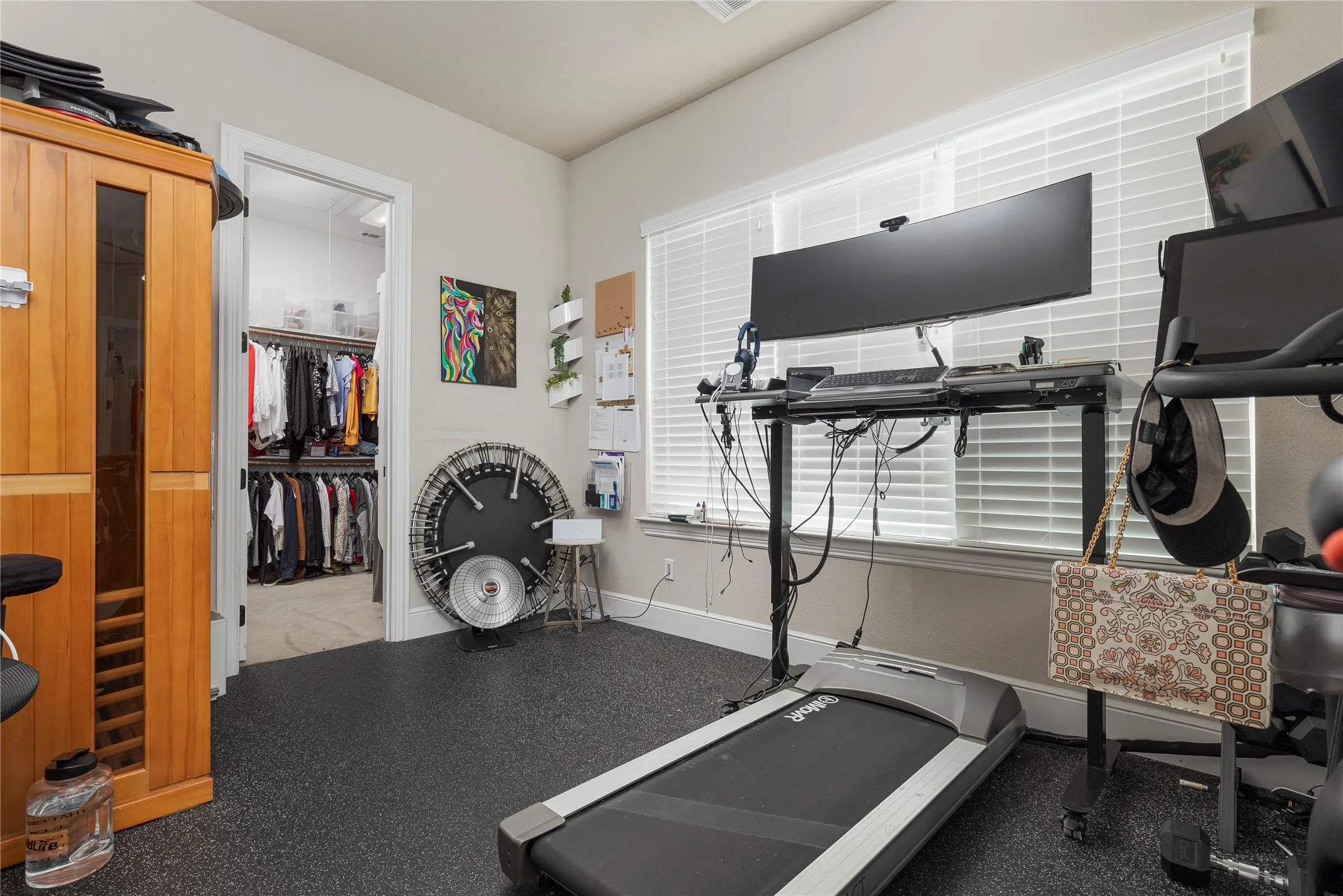 Workout area with baseboards