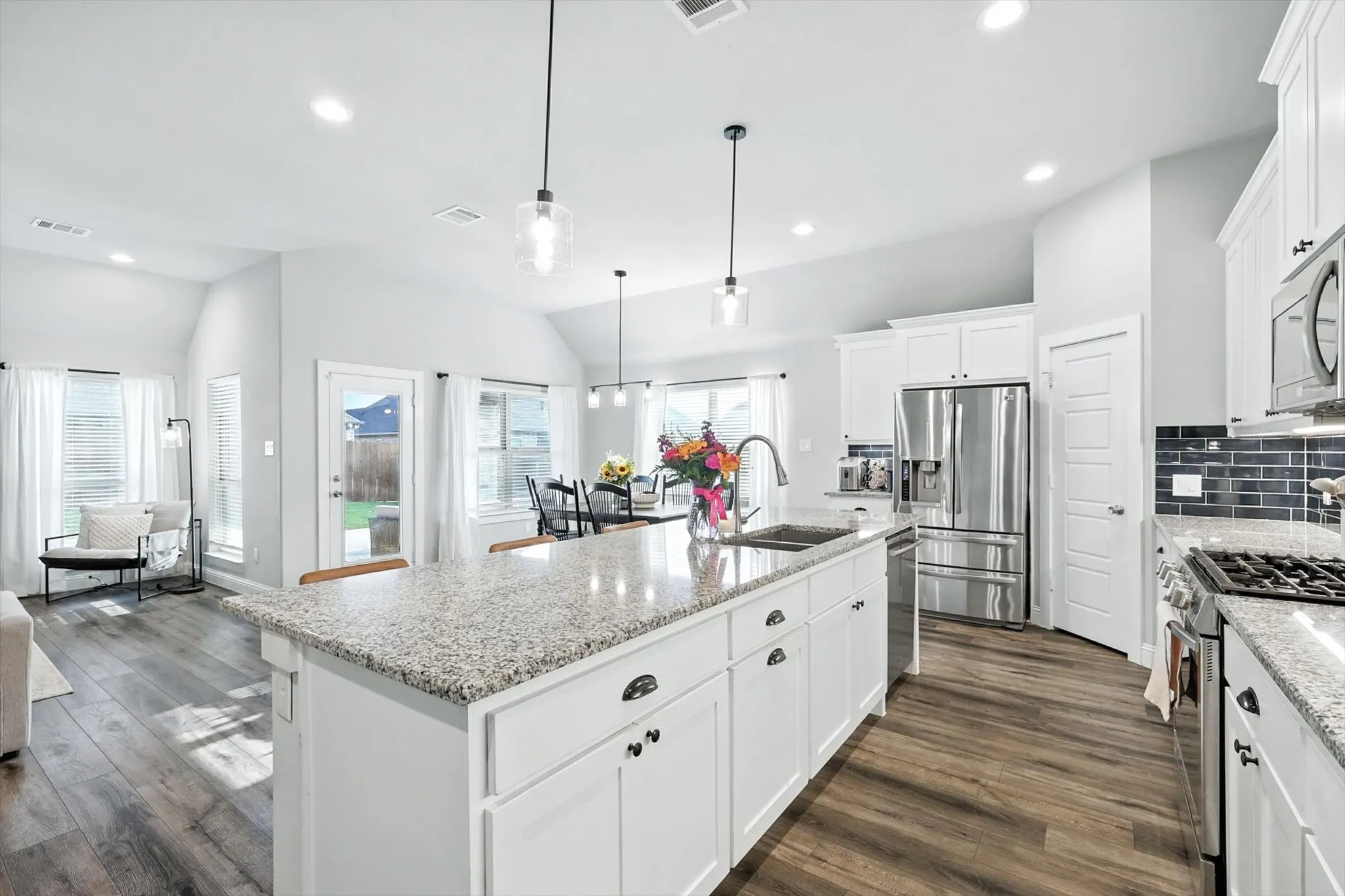 Beautiful lighting enhances the abundant natural light.