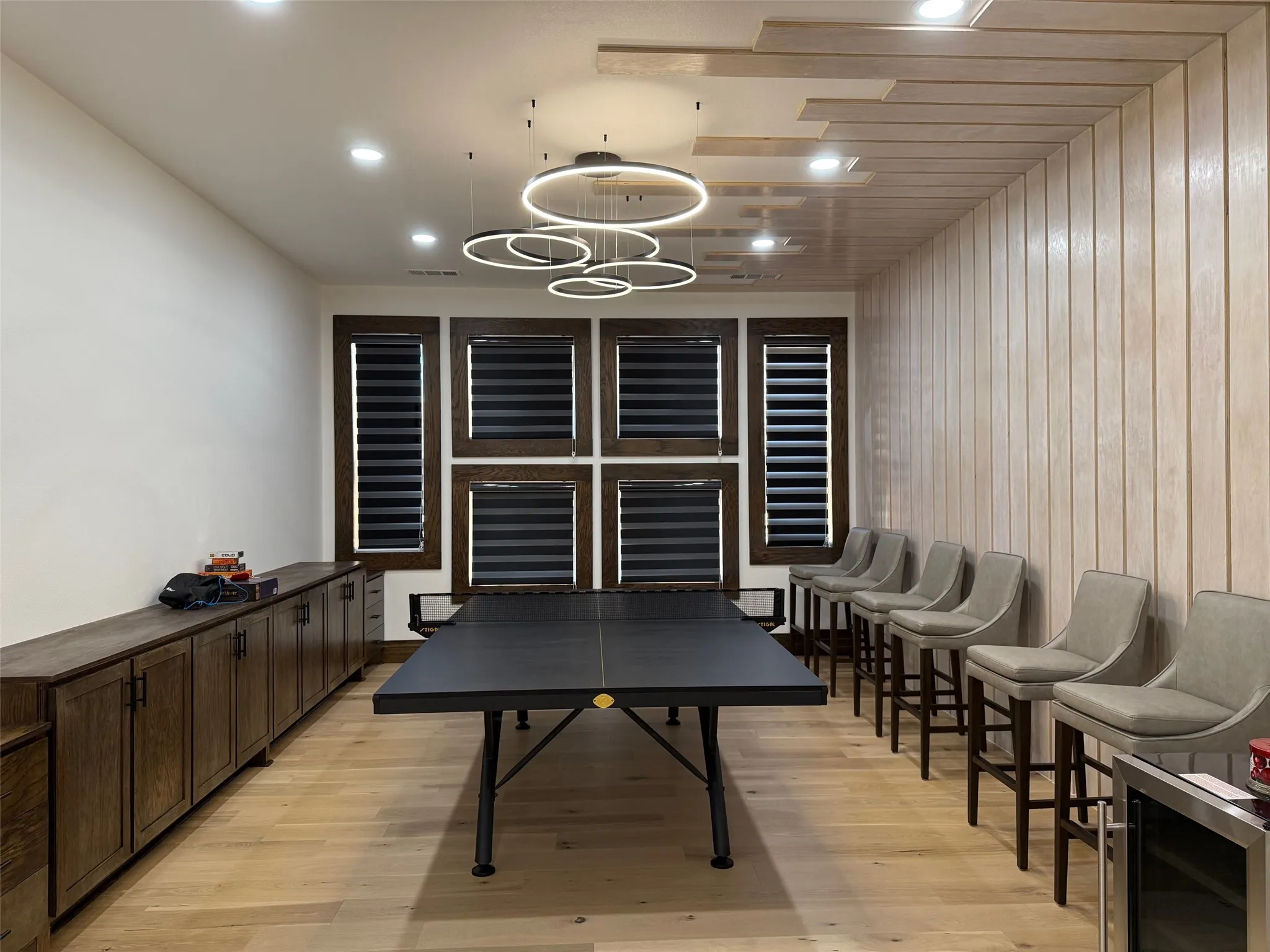 Rec room featuring recessed lighting
