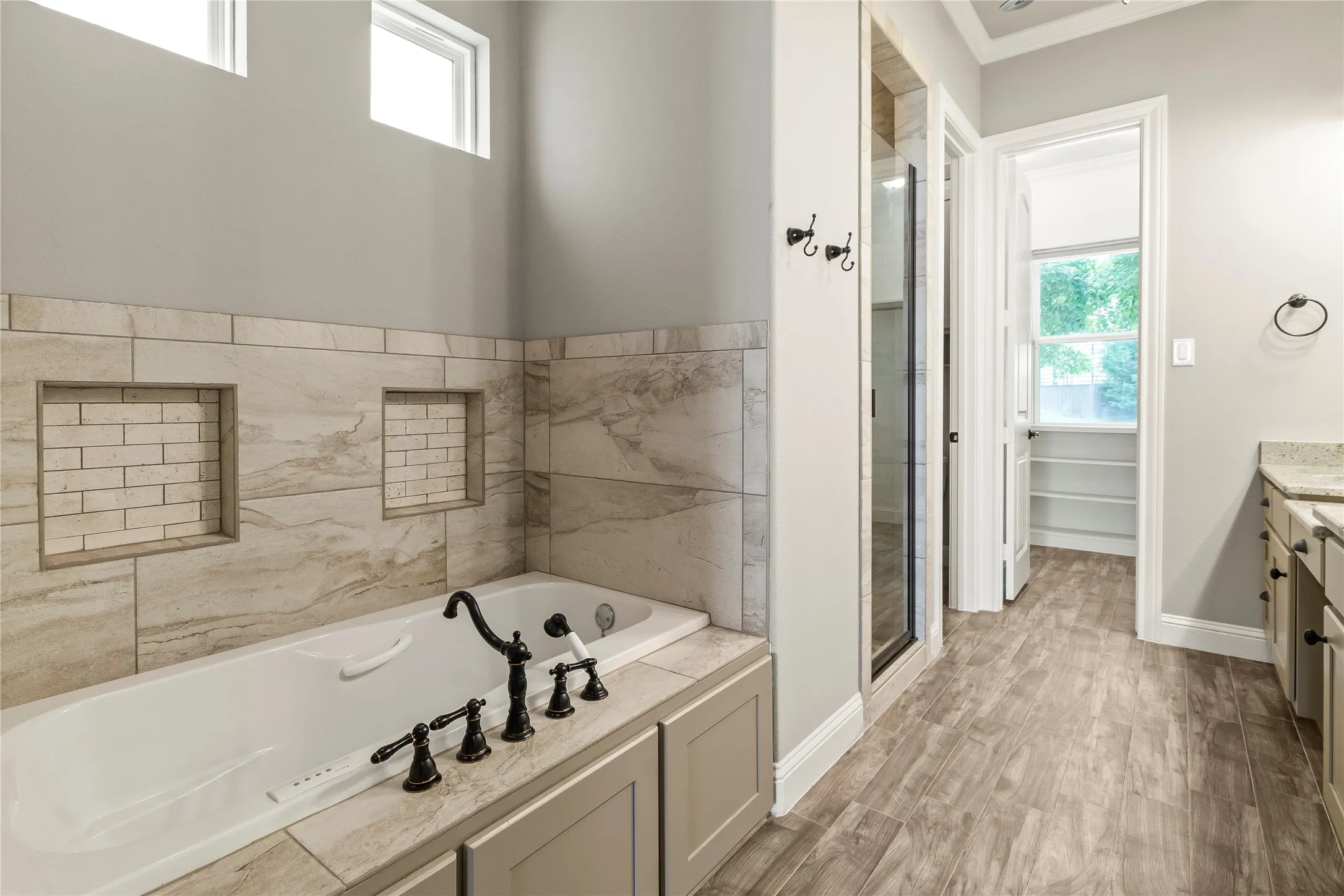 Primary bath soaking tub