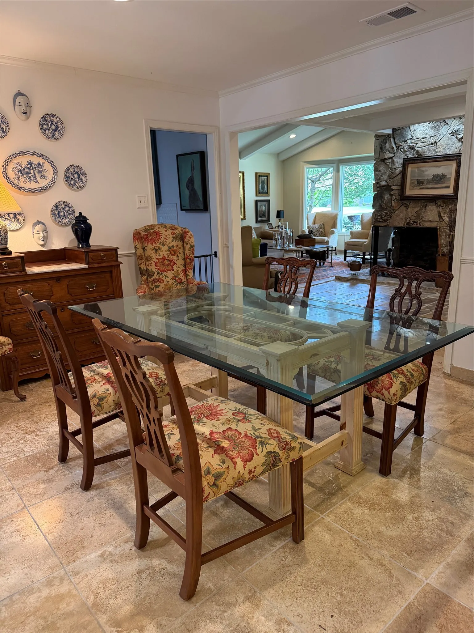 Tiled flooring throughout the dining area