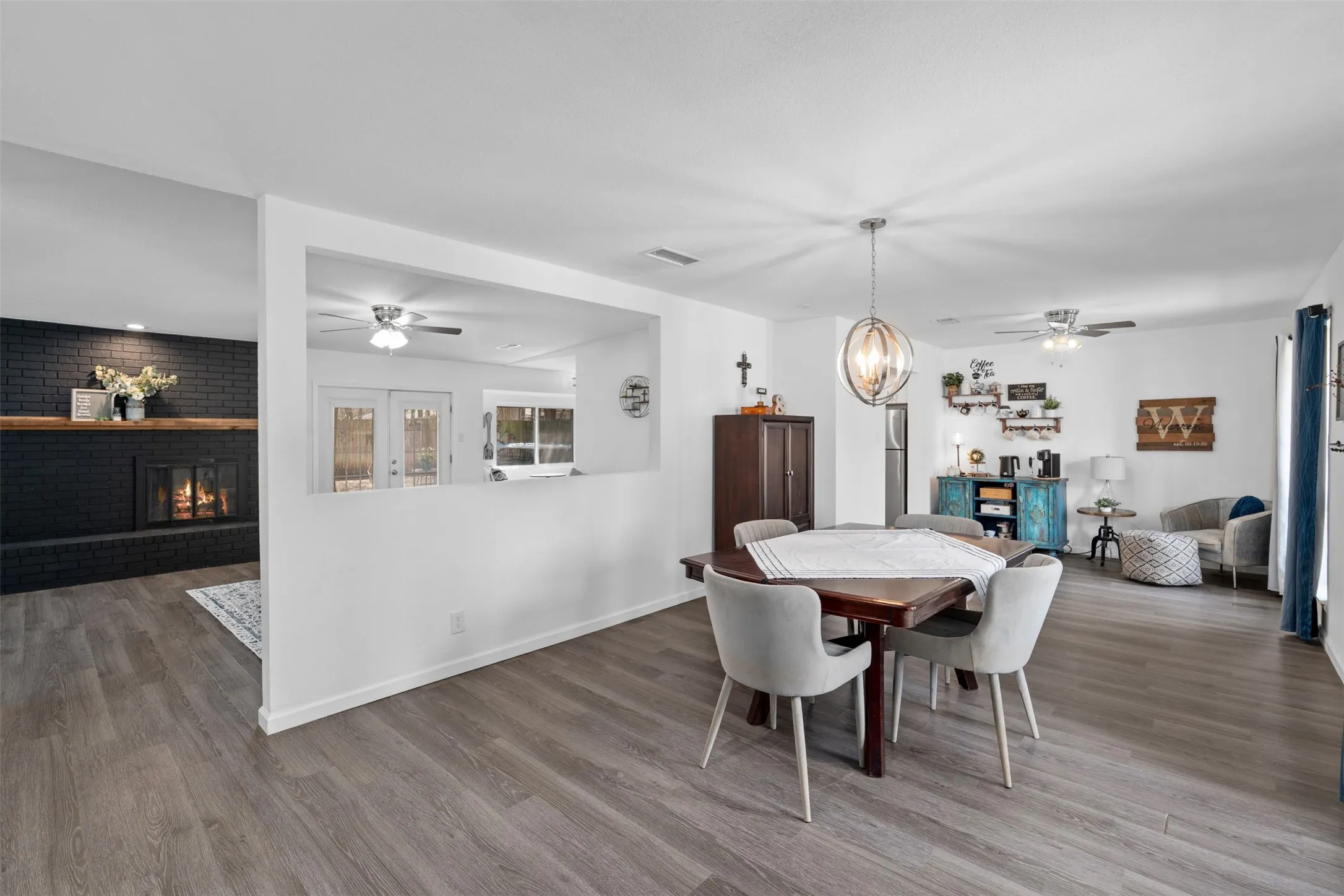 As you walk through the front door this is the open layout view you are greeted with!