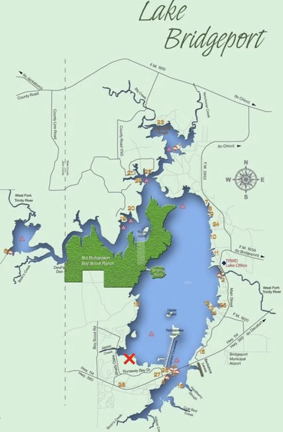 Location Map. Identifying the property's geographical position within Lake Bridgeport and surrounding areas