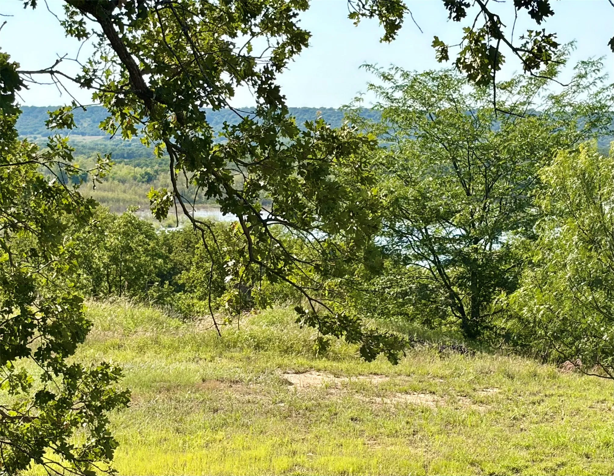 View from street of lake.