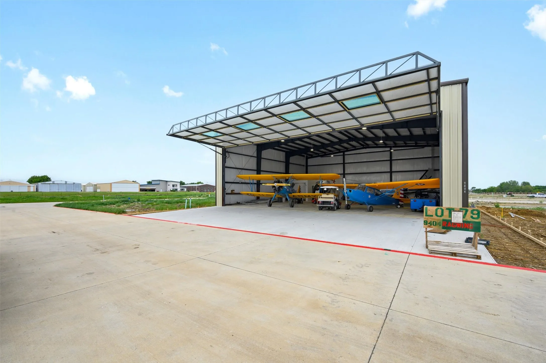 Photos of other new-construction hangars built at Aero Country East.