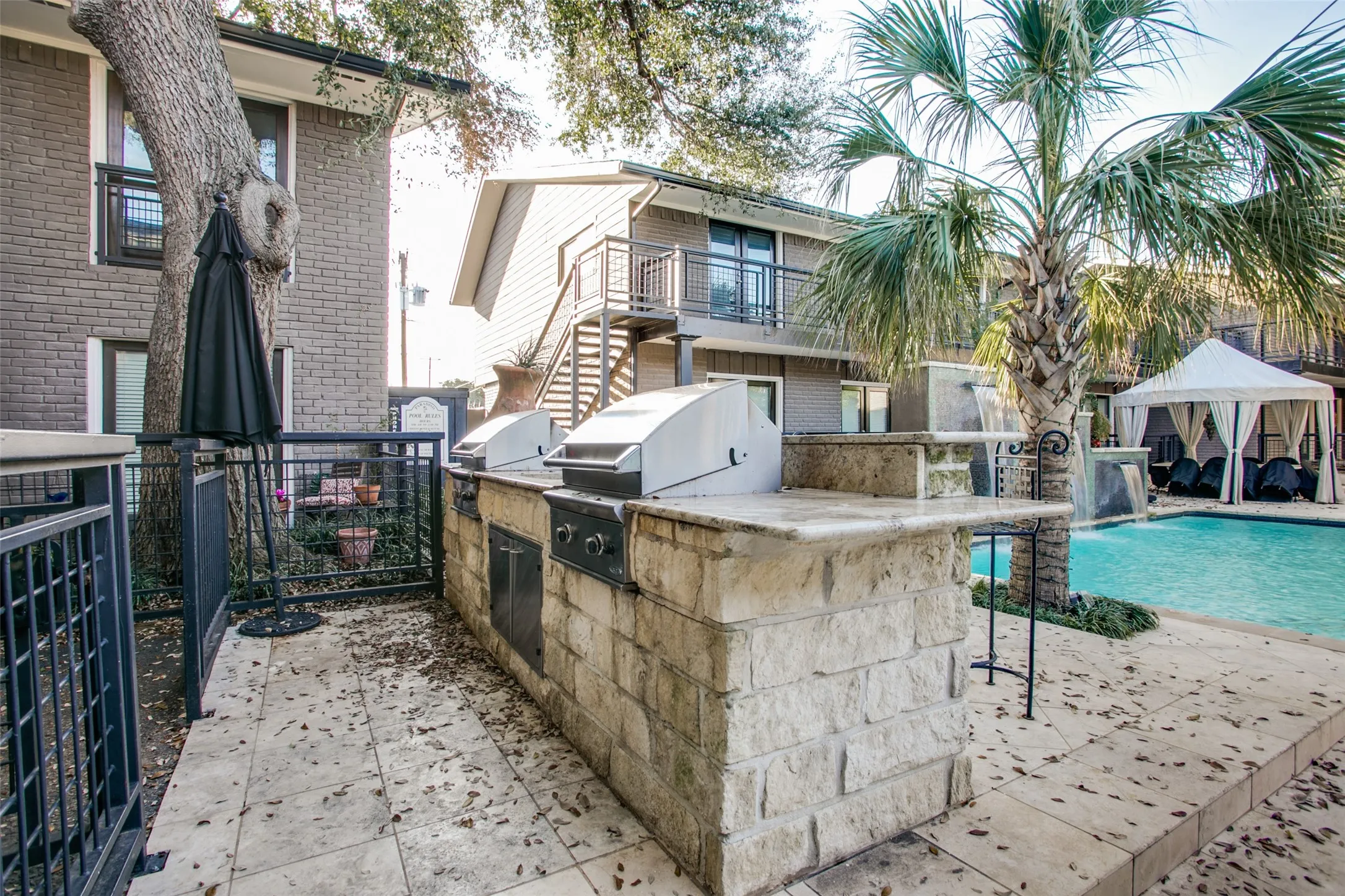 Ready for a cookout!  Grills for your usage with a beautiful pool!