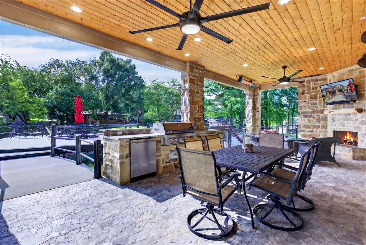 with built in outdoor kitchen