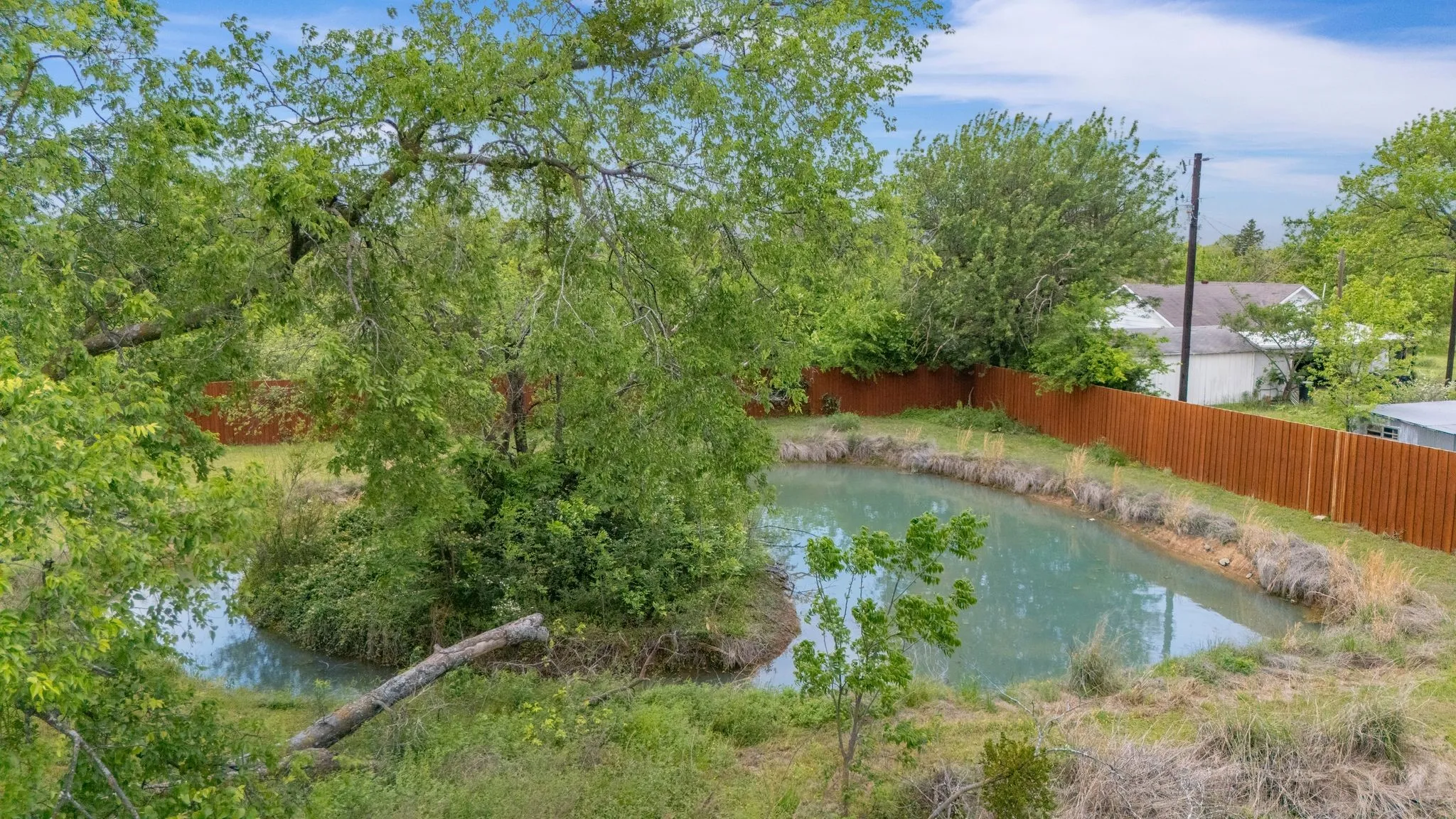 Pond with an earthen bank and a central island feature