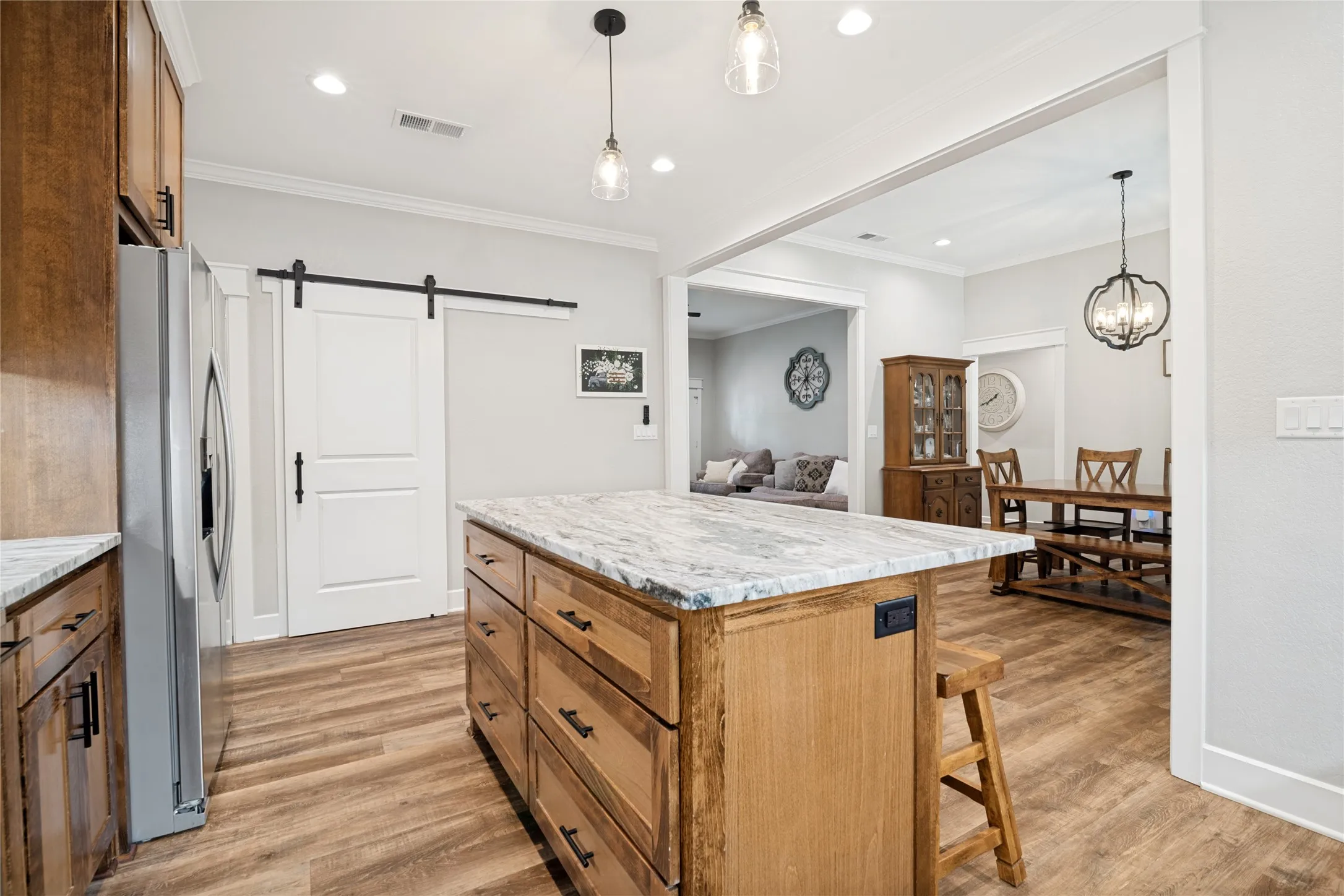 The pantry has a barn door!