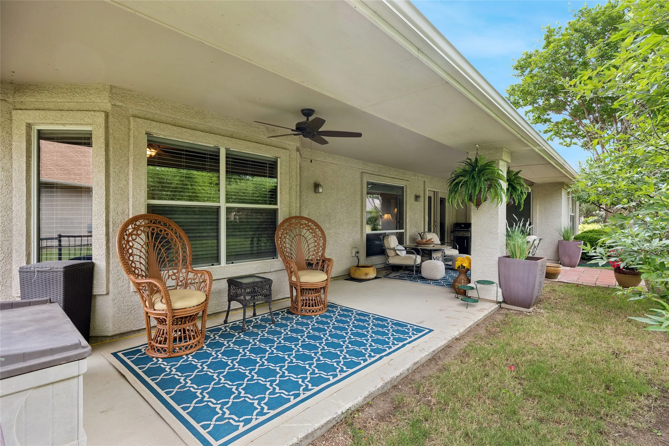 Generously sized patio offers multiple entertaining areas