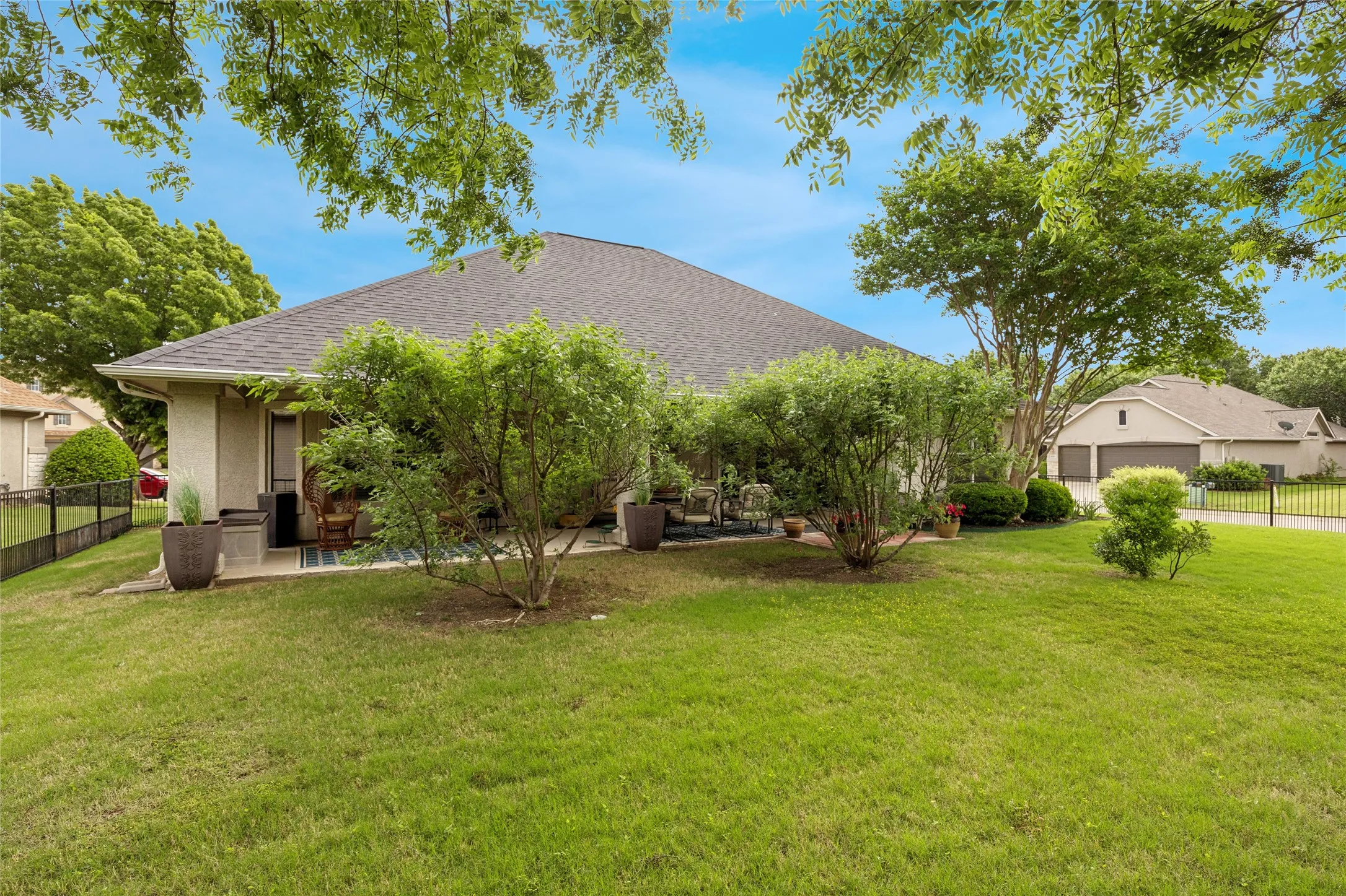 Large shrubs add privacy