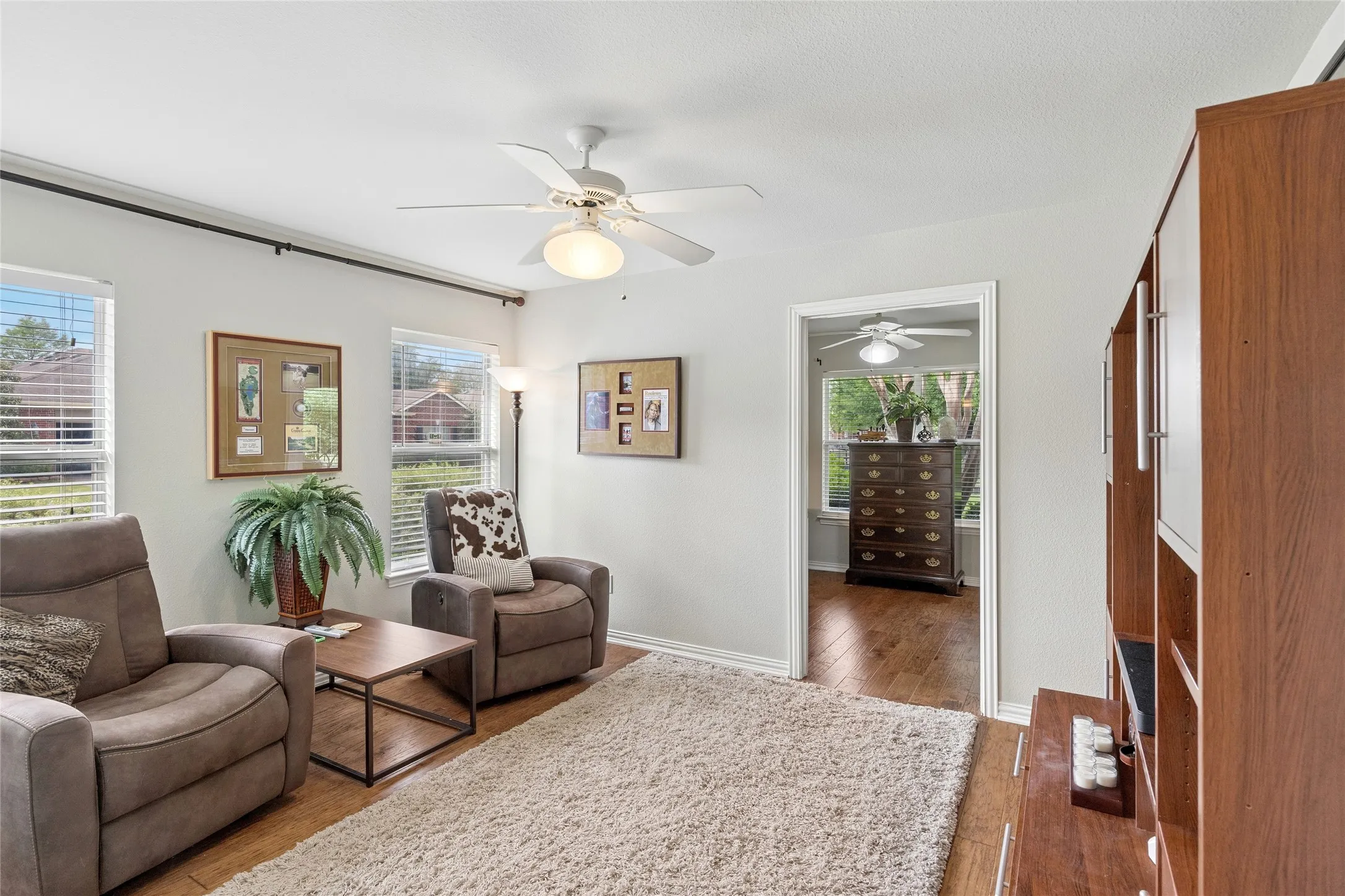 Third bedroom offers access to a hobby, office, exercise room with access to the inviting patio