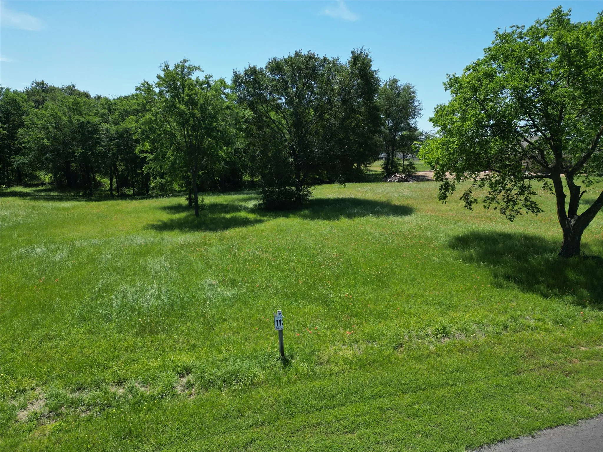 Expansive green lot featuring mature trees and a clear, level terrain